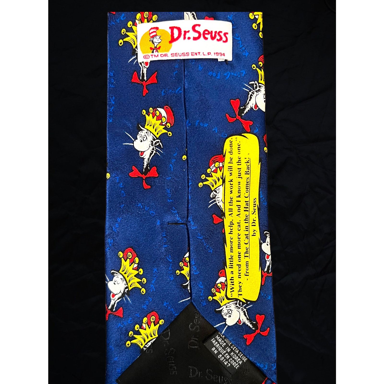 Vintage Dr Seuss Cat in the Hat Dark Blue Tie - 1994 Size ONE SIZE - 2 Thumbnail