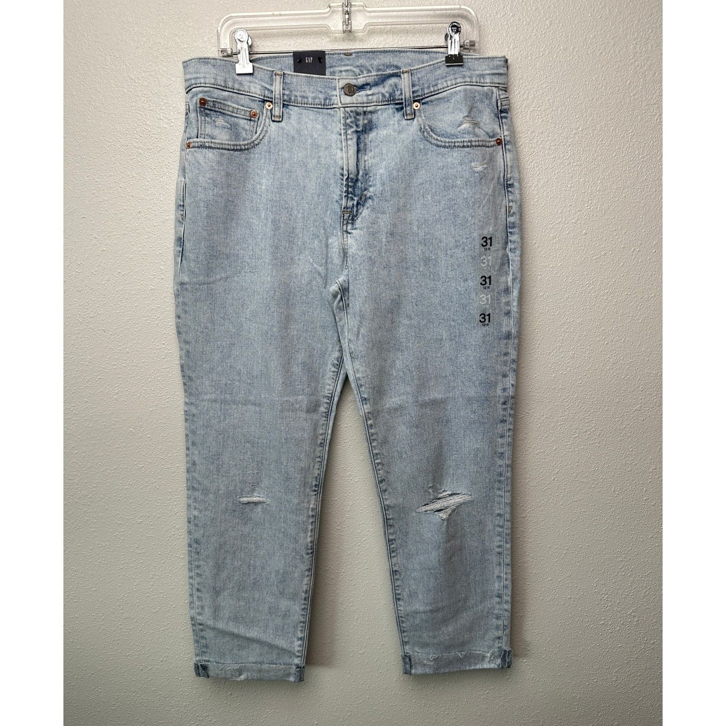 Gap NWT GAP Girlfriend Mid Rise Jeans Gray Acid Wash 31 Raw Hem Size 31" - 2 Thumbnail
