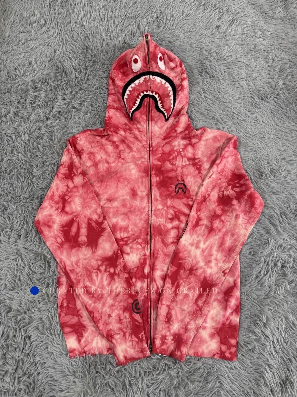 Bape Tie-Dye Shark Full Zip Hoodie in Red Size US L / EU 52-54 / 3 - 1 Thumbnail