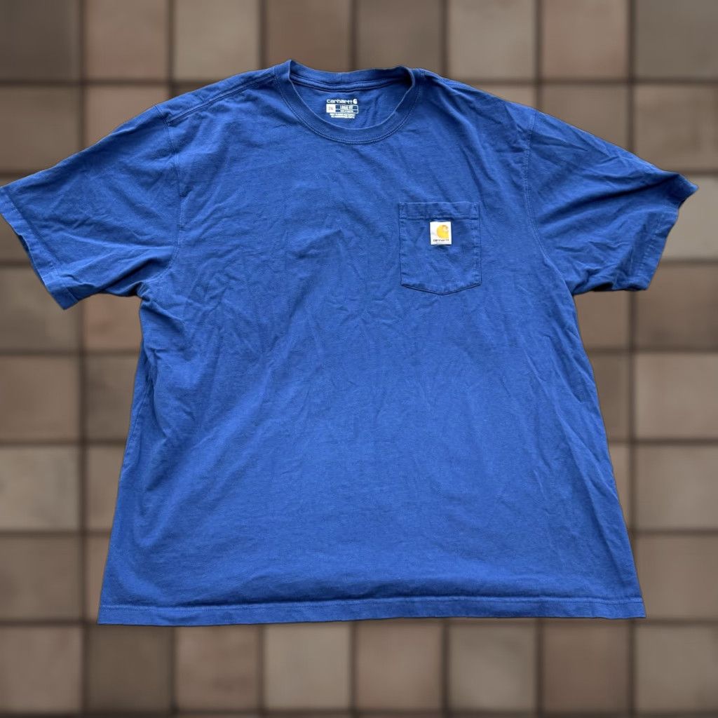 Carhartt Carhartt Shirt Mens 2XL Blue Loose Fit K87 Pocket Workwear Tee Tagless Cotton Shirt Mens 2XL Blue Regular Crew Neck Short Sleeve Pocket Logo Medieval? Size US XXL / EU 58 / 5 - 1 Thumbnail