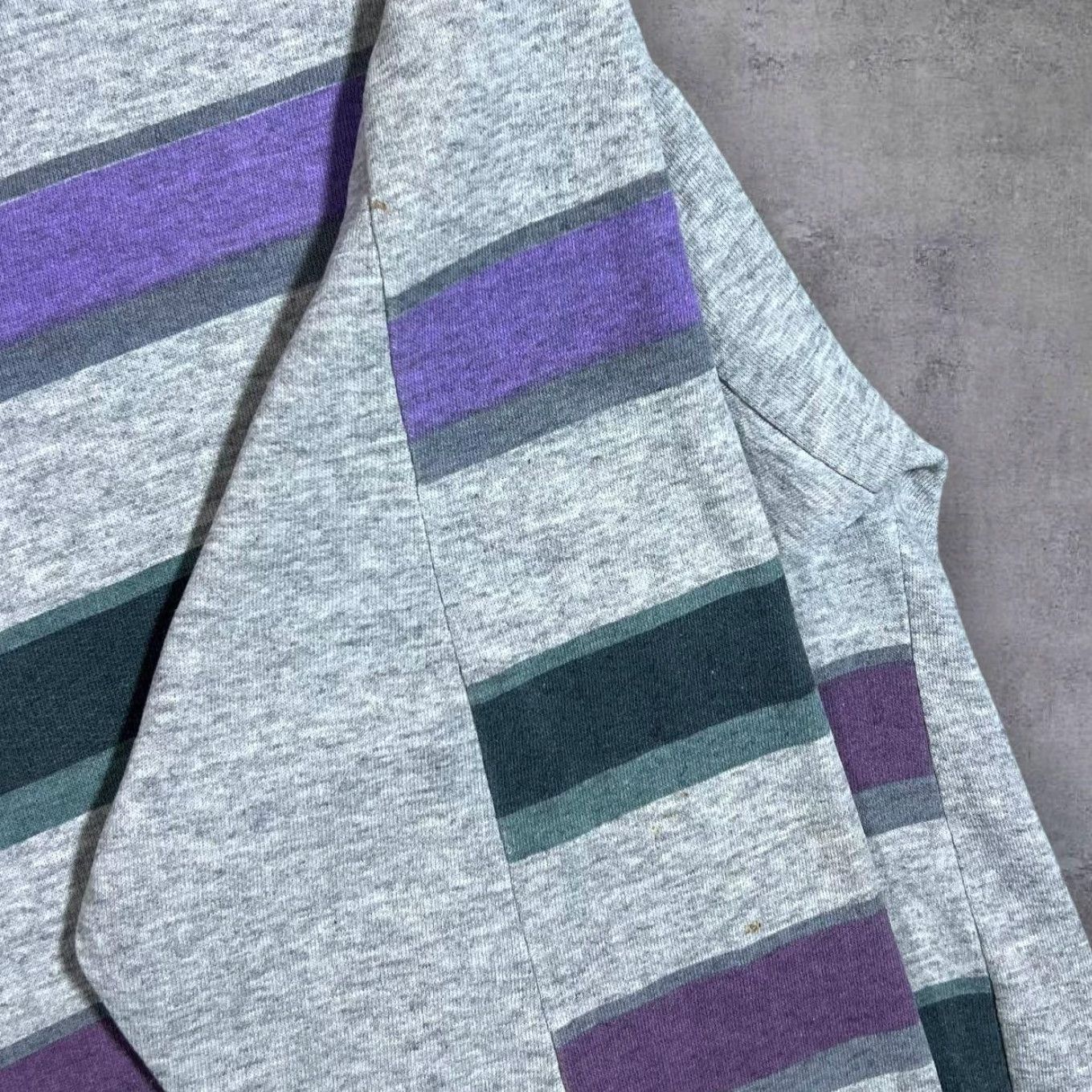 Vintage Vintage Turunc Grey Purple Blue Green Multi Striped Collared Sweatshirt XXL Men Size US XXL / EU 58 / 5 - 4 Thumbnail