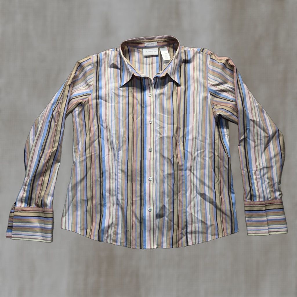 Liz Claiborne Liz Claiborne Shirt Adults 12 Multicolor Striped Long Sleeve Button-Up Women's Shirt Non-Iron Basic Regular Adult Women 12 Multicolor Stripe Shirt Size XL / US 12-14 / IT 48-50 - 1 Thumbnail
