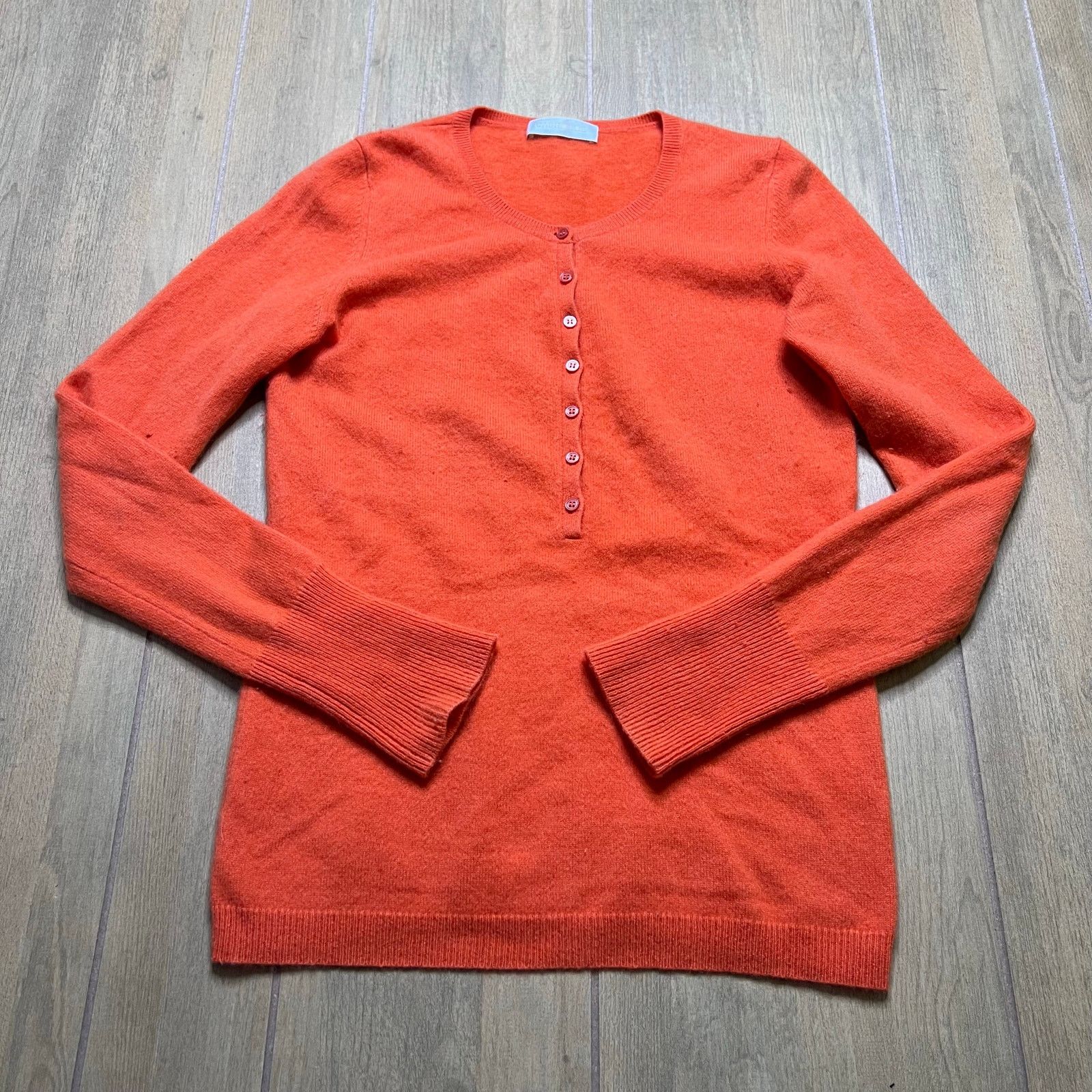 Other Cashmere 100% Orange Henley Sweater Women’s Medium Size M / US 6-8 / IT 42-44 - 1 Thumbnail