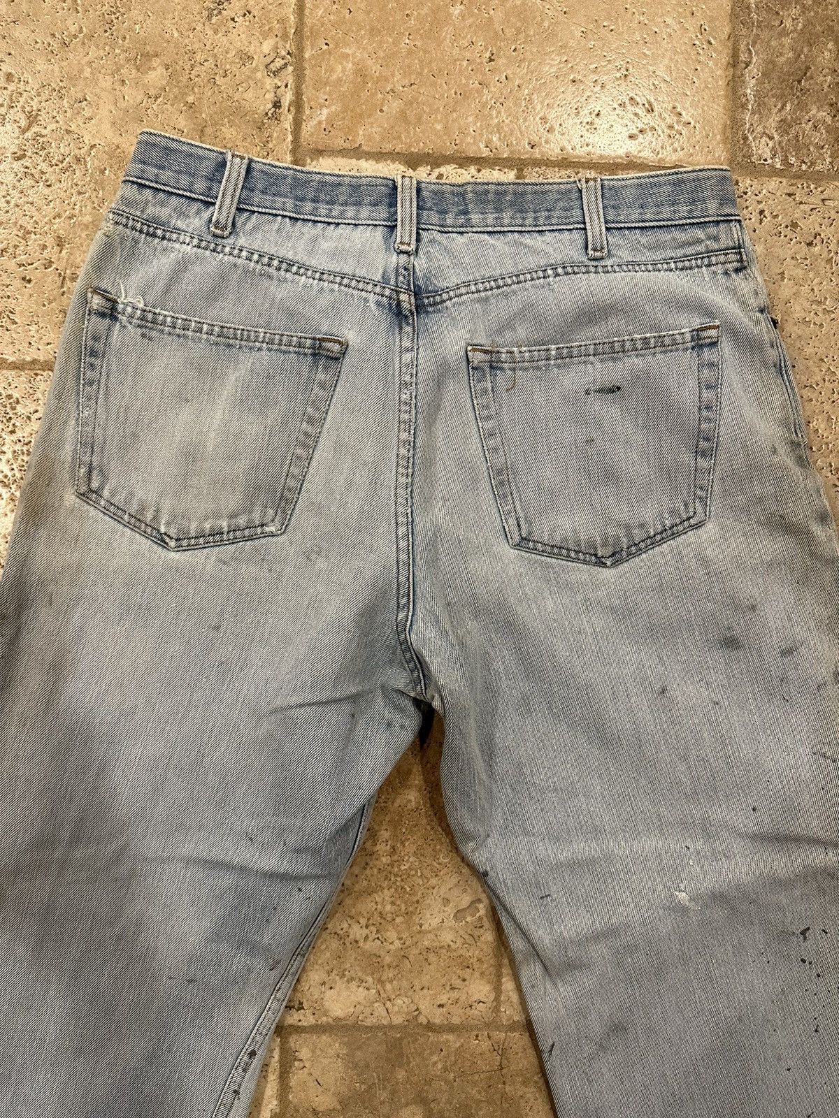 Haggar × Vintage Vintage Haggar Blue Thrash Distressed Painter Denim Jeans Size US 36 / EU 52 - 10 Thumbnail