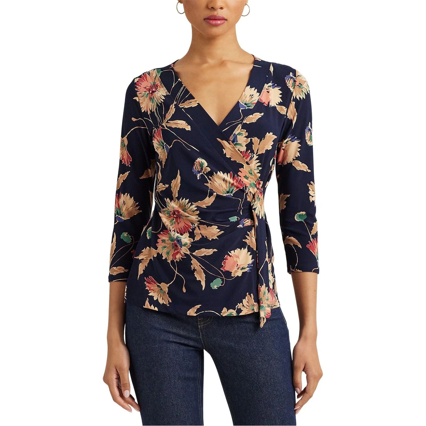 Lauren Ralph Lauren o1g2r1mq1025 Jainab Wrap Top in Multicolor Size M / US 6-8 / IT 42-44 - 4 Thumbnail