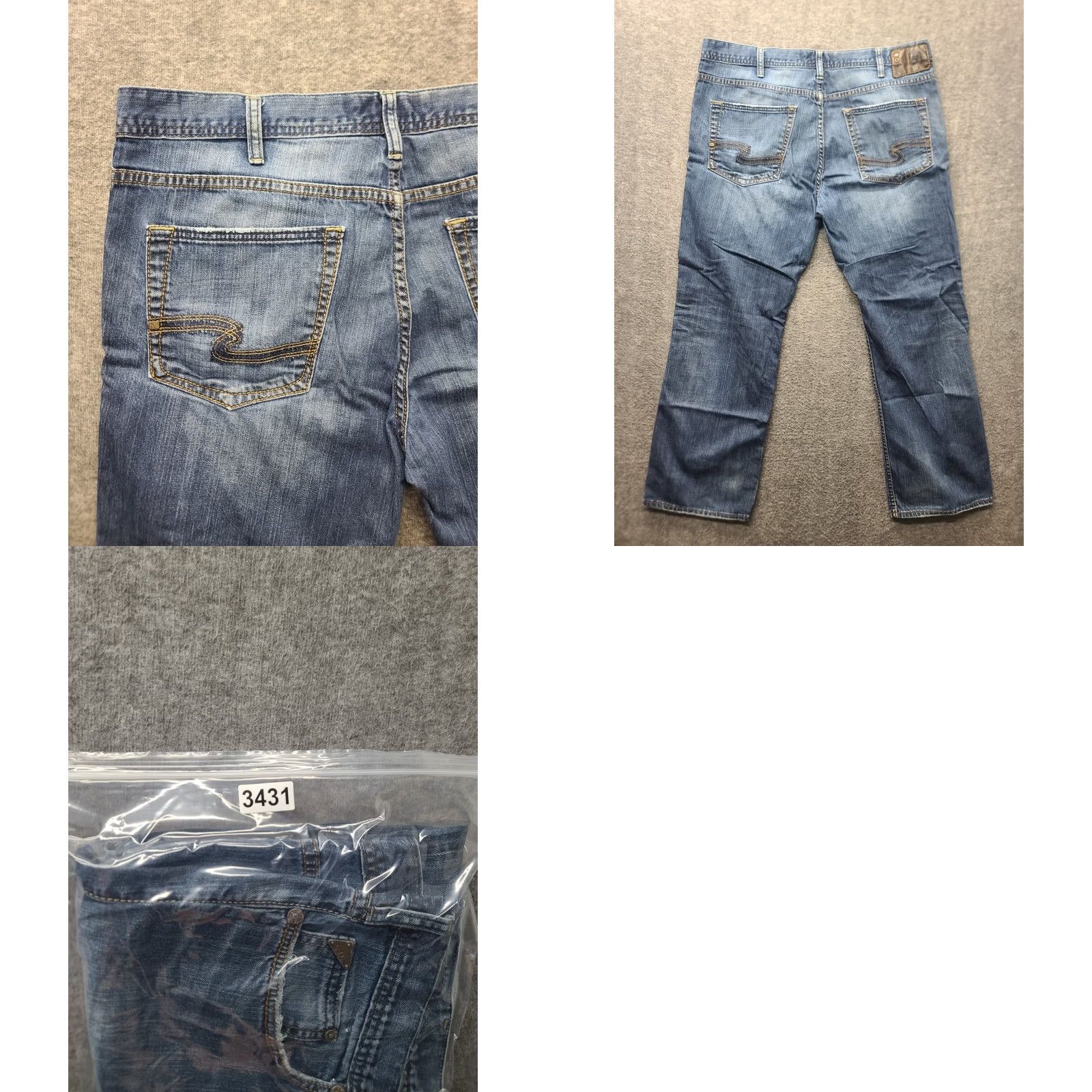 Silver Jeans Co. Silver Jeans Grayson Heritage Men’s Jeans W38 L30 Relaxed Distressed 5-Pocket Denim Cotton Spandex Blue Moderate Wash Straight Style Regular Mens Size US 38 / EU 54 - 10 Thumbnail