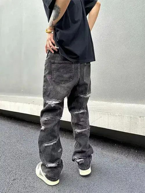 Designer × Jean y2k damaged patch faded jeans Size US 32 / EU 48 - 2 Thumbnail