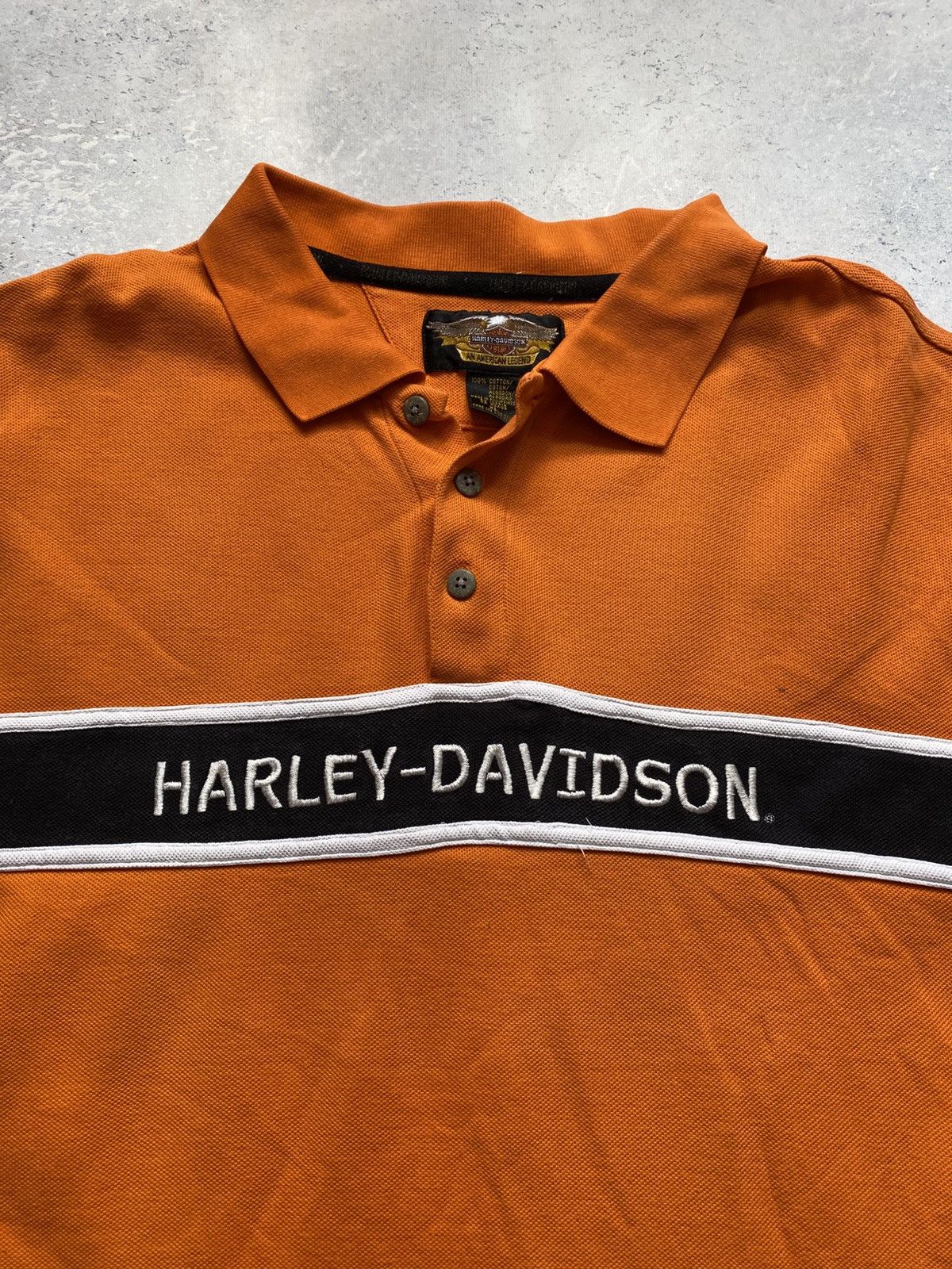 Harley Davidson Vintage Harley Davidson Mens Polo Shirt With Big Logo Size US XL / EU 56 / 4 - 3 Thumbnail