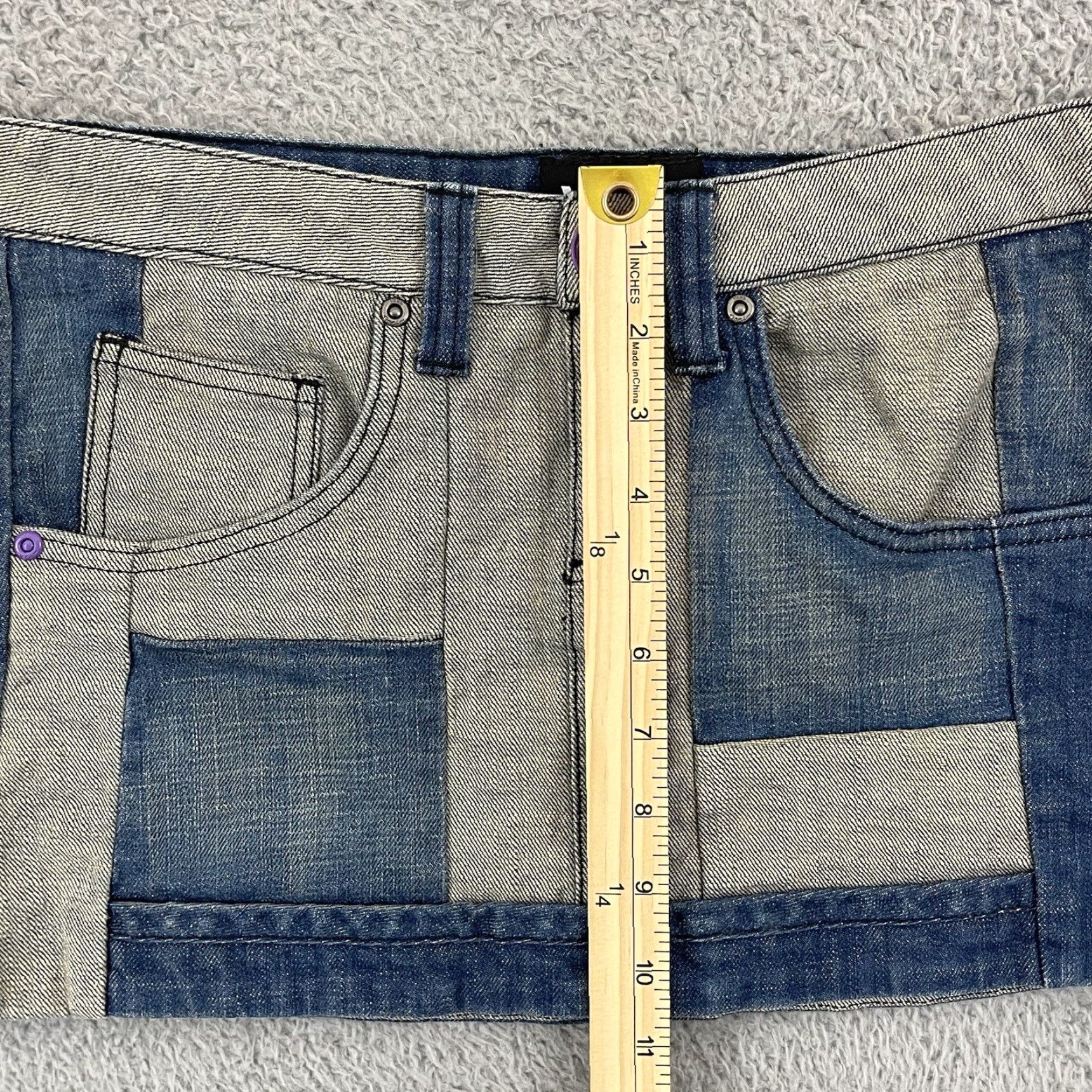 Vans Vans Denim Skirt Womens 7 Colorblock Patched Skate Stretch Mini Button Pocket Size 28" / US 6 / IT 42 - 8 Thumbnail