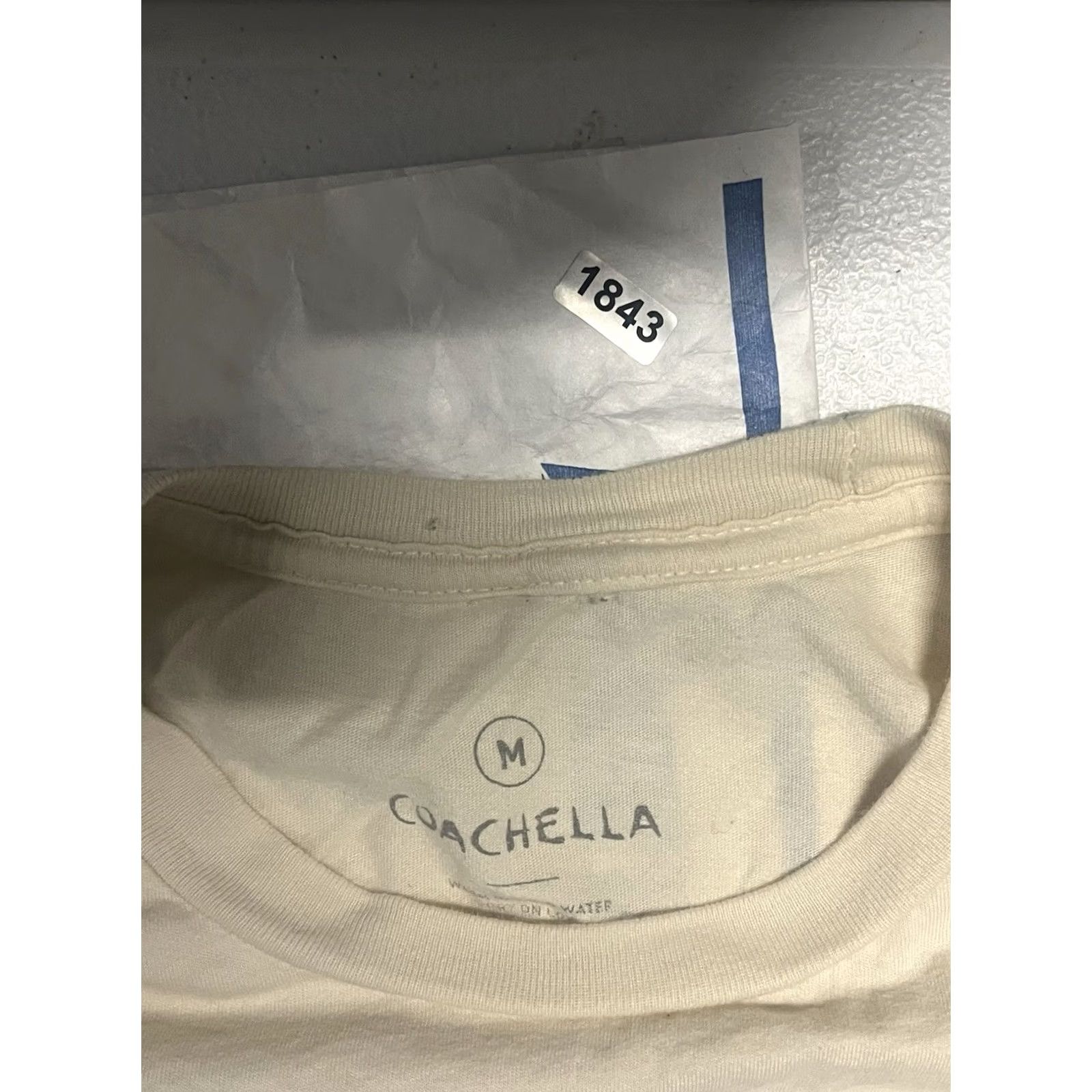 Vintage Coachella T-Shirt Unisex Graphic Print Crew Neck Short Sleeve Cream Size M Ivory Cotton Men Slim Regular Vintage: No Size US M / EU 48-50 / 2 - 6 Thumbnail