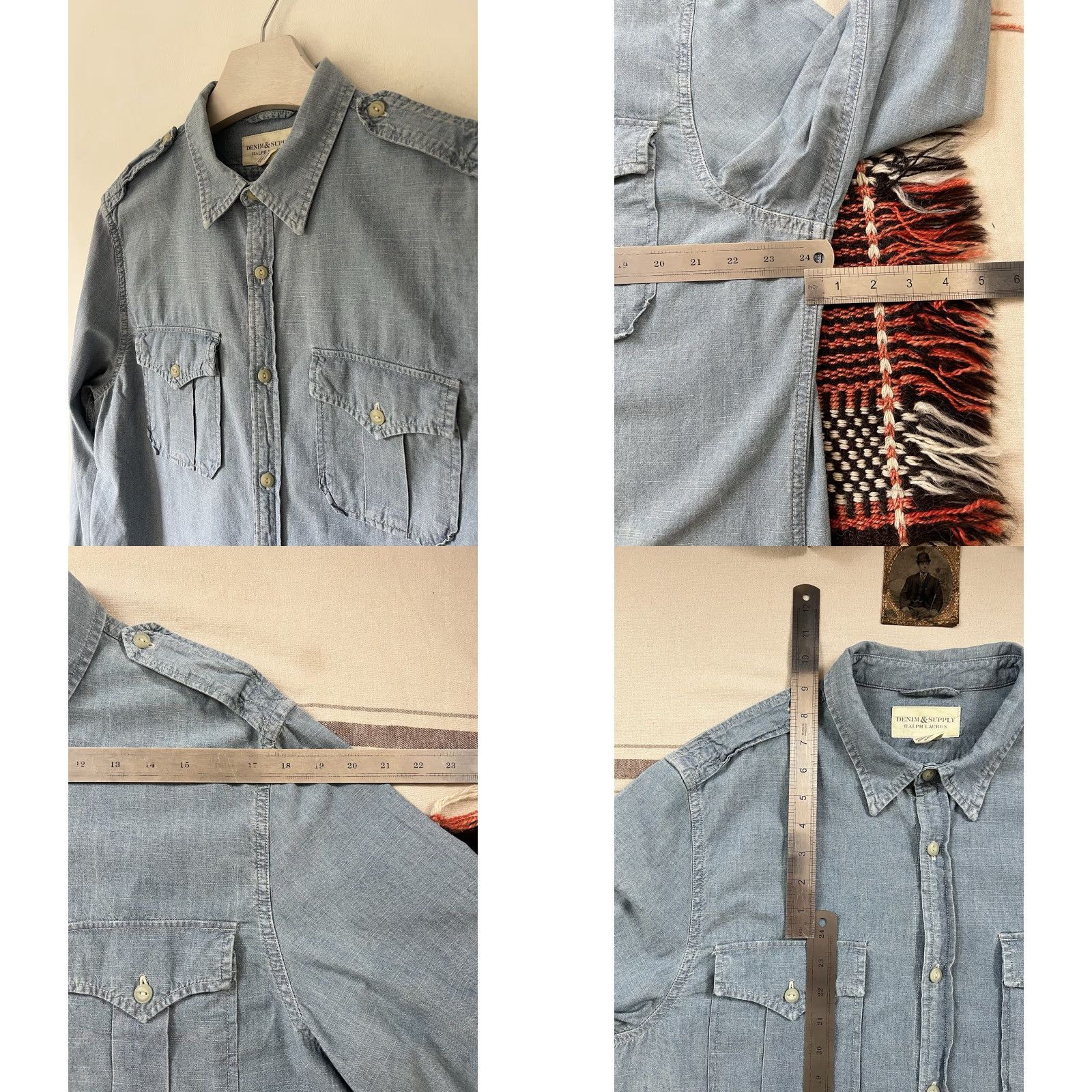 Vintage Denim & Supply Ralph Lauren Navy Shirt XL Chambray US Military Style Button-Up Mens Size US XL / EU 56 / 4 - 8 Thumbnail