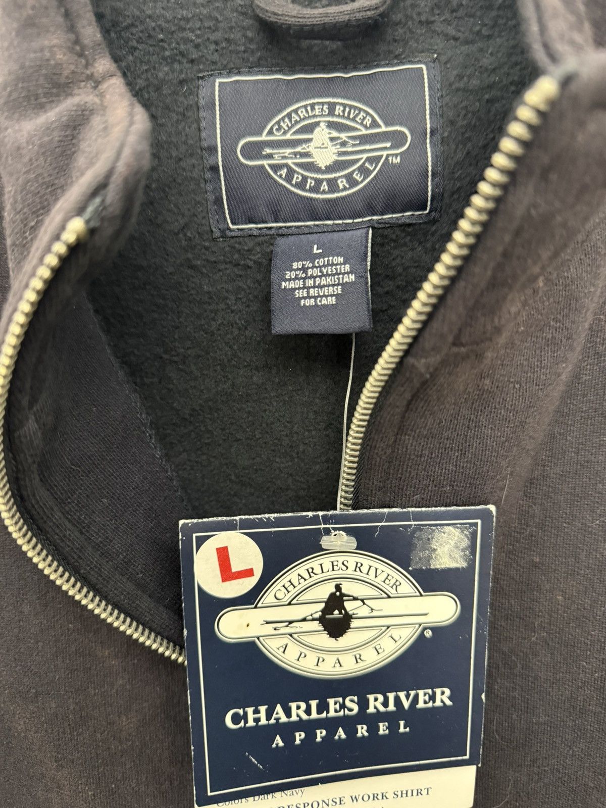 Vintage Sun faded quarter zip deadstock charles river navy Size US L / EU 52-54 / 3 - 5 Thumbnail
