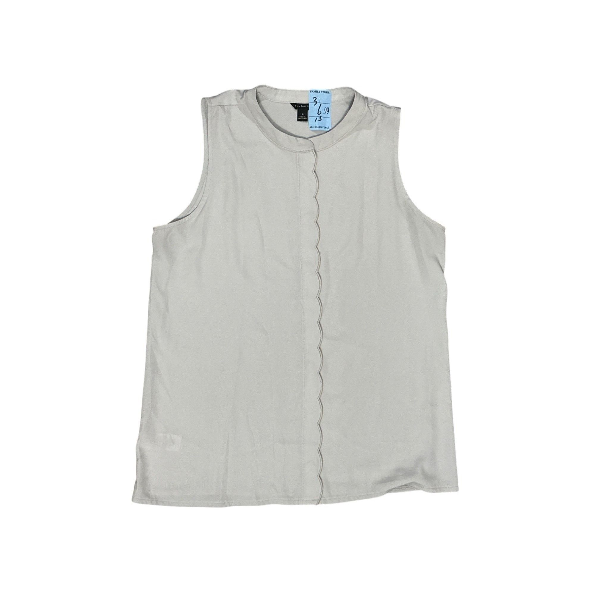 Ann Taylor Ann Taylor Medium Scallop Trim Sleeveless Blouse Gray Minima Size M / US 6-8 / IT 42-44 - 9 Thumbnail