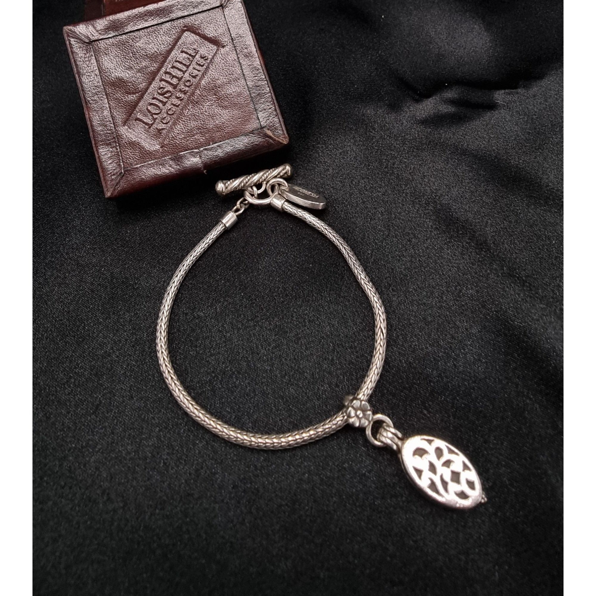 Vintage Lois Hill 925 Sterling Silver Bracelet With Locket Charm & O Size ONE SIZE - 1 Thumbnail