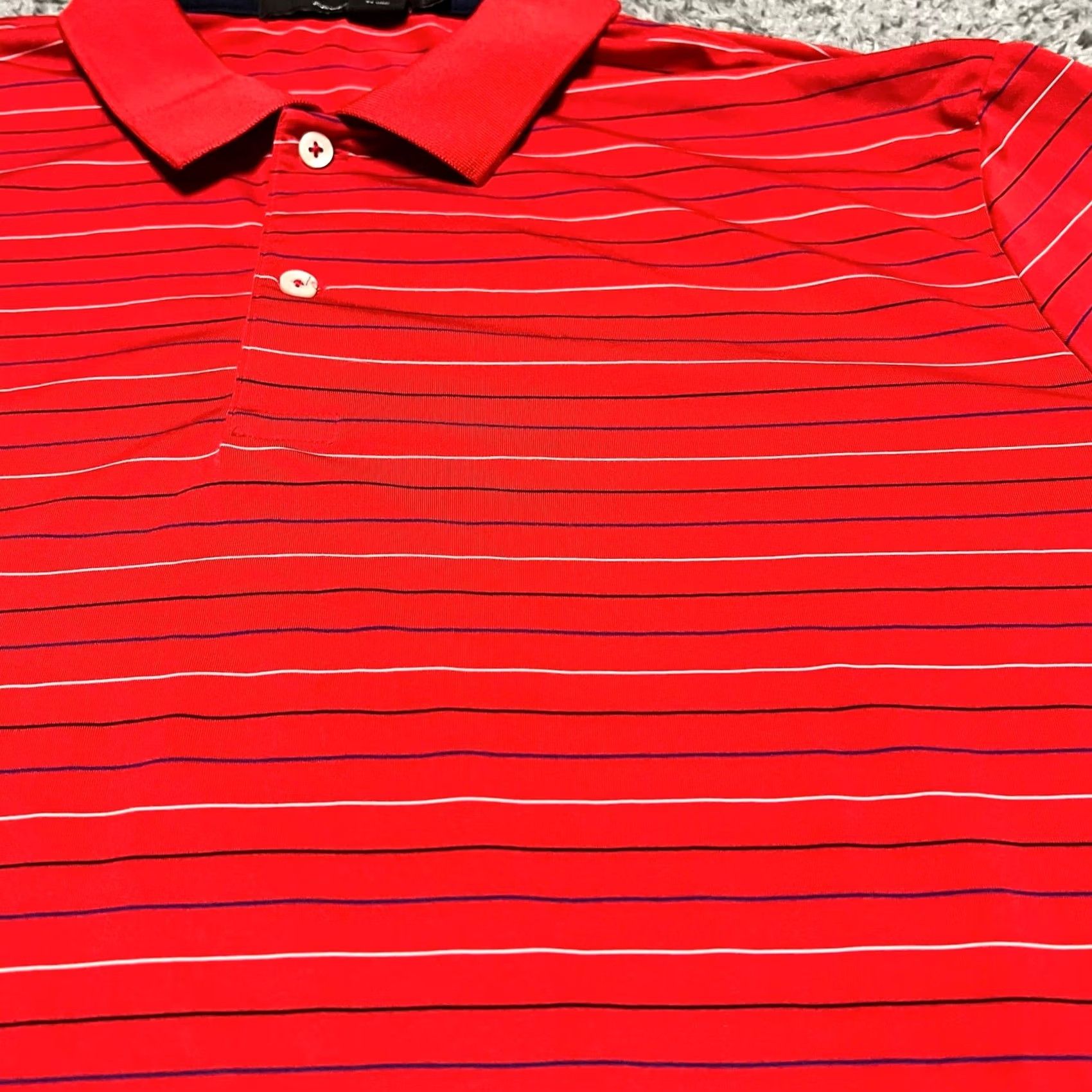 RLX Ralph Lauren RLX Ralph Lauren Polo Shirt Mens XL Red Striped Performance Golf Shirt Size US XL / EU 56 / 4 - 2 Thumbnail