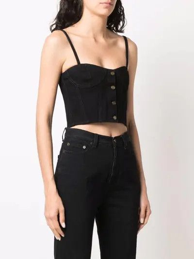 Saint Laurent Paris o1s1wg111024 Denim Corset Top in Black Size M / US 6-8 / IT 42-44 - 3 Thumbnail