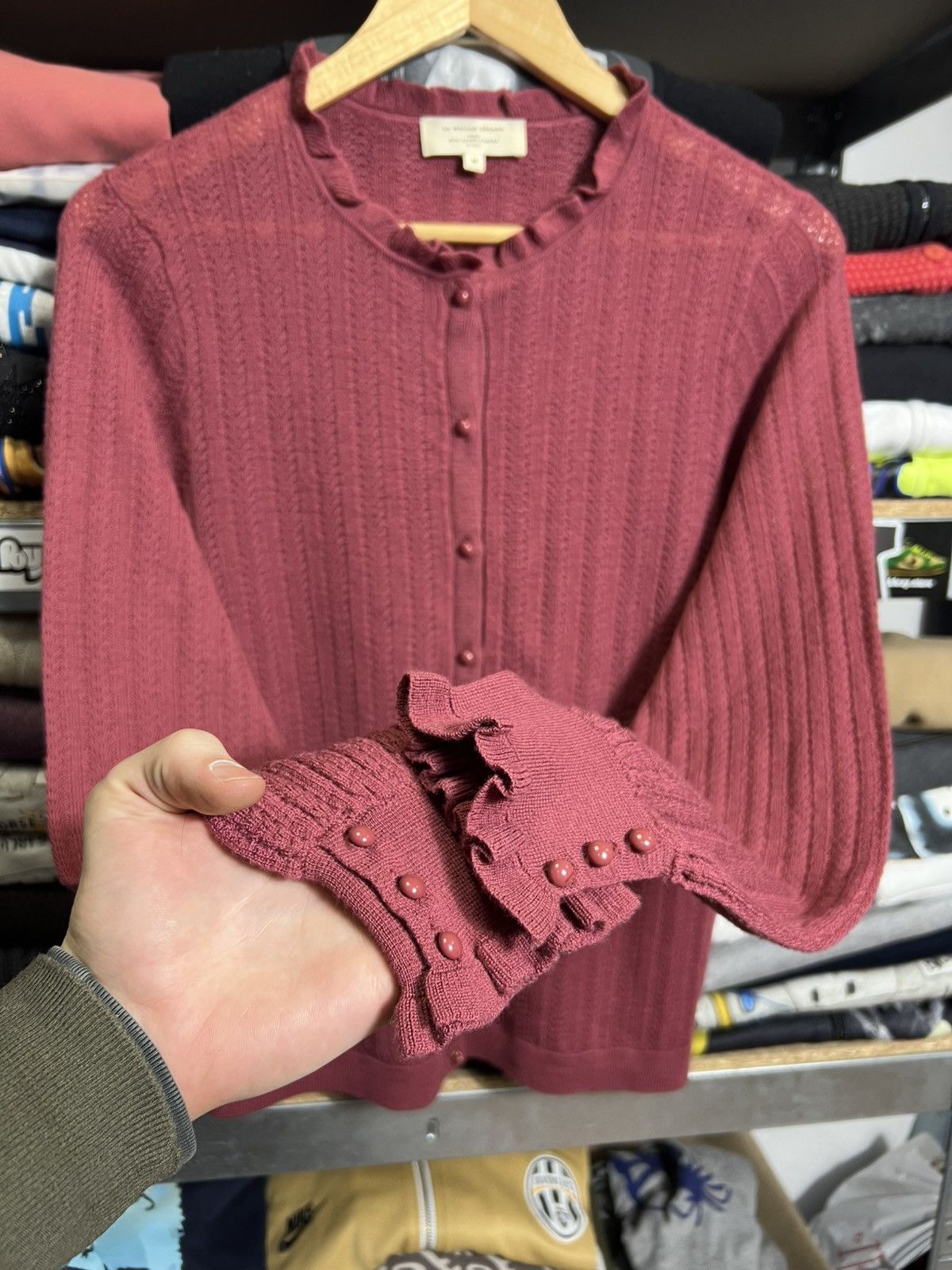 Sezane Sezane Paris Rosewood Merino Wool Blend Knitted Cardigan Size L / US 10 / IT 46 - 4 Thumbnail