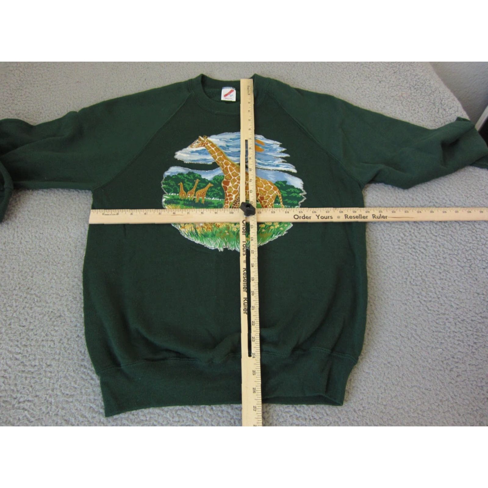 Jerzees VINTAGE Jerzees Sweatshirt Mens L Green Safari Crew Neck Pullover Cotton Polyester Fleece 90s USA Giraffe Size US L / EU 52-54 / 3 - 6 Thumbnail
