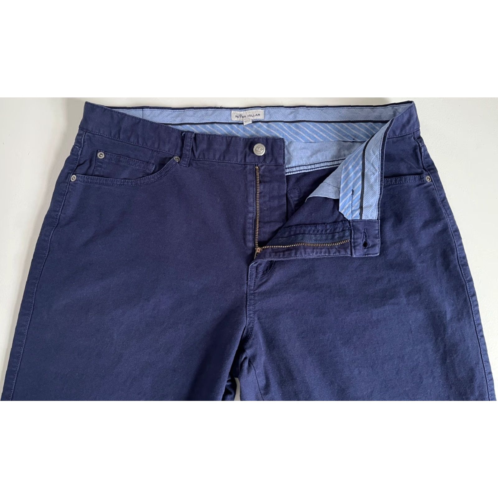 Peter Millar Peter Millar Crown Vintage Canvas Five-Pocket Pants Navy 38 Regular Mens) Size US 38 / EU 54 - 4 Thumbnail