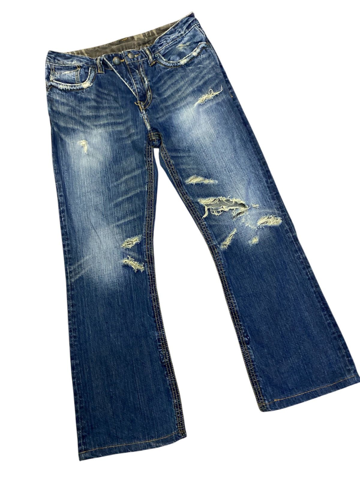 Hysteric Glamour × If Six Was Nine × Japanese Brand Flared Jeans by Trim Co Ltd Distressed Denim Size US 34 / EU 50 - 8 Thumbnail