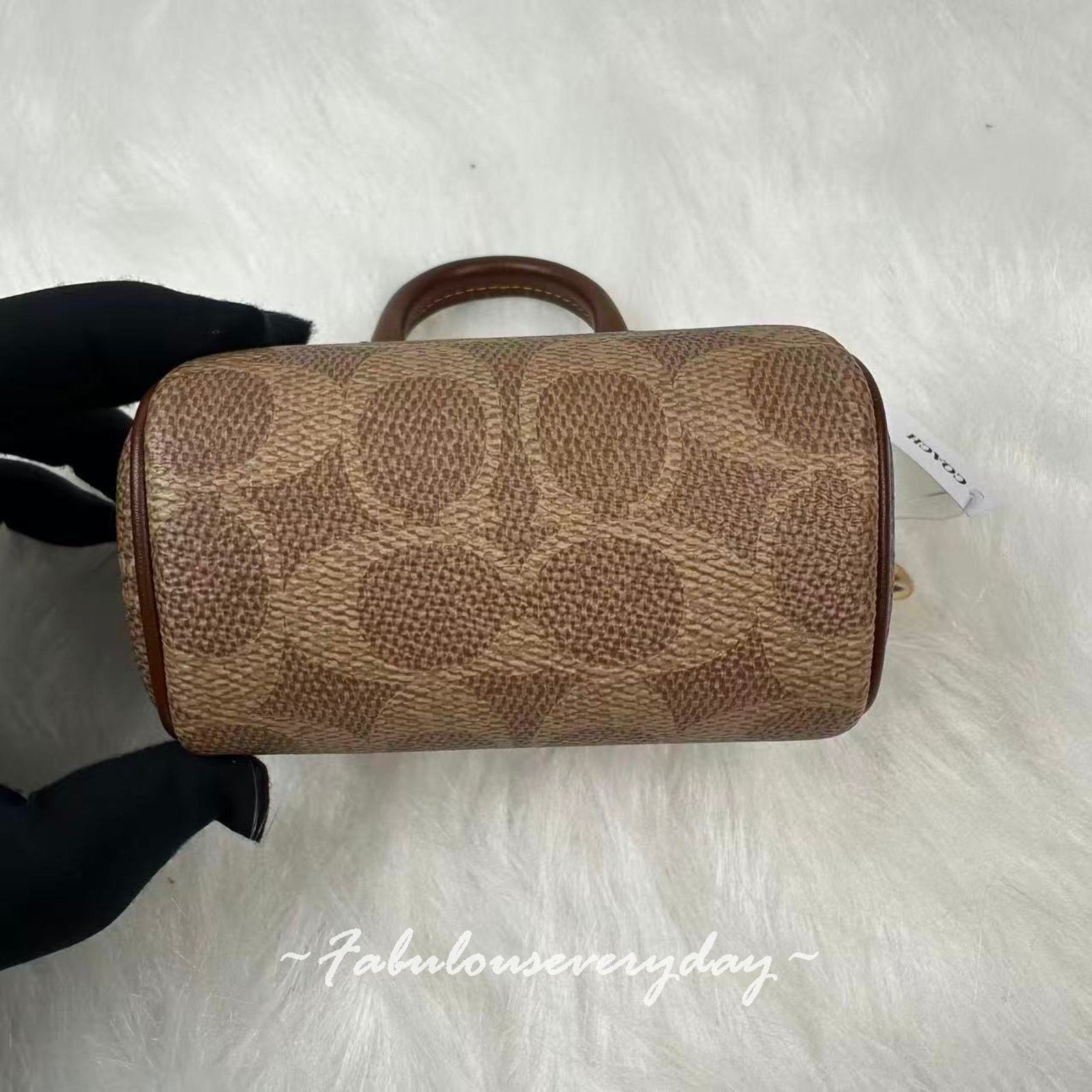Coach Coach Mini Rowan Bag Charm Signature Canvas Silver/Brown/Tan Size ONE SIZE - 5 Thumbnail