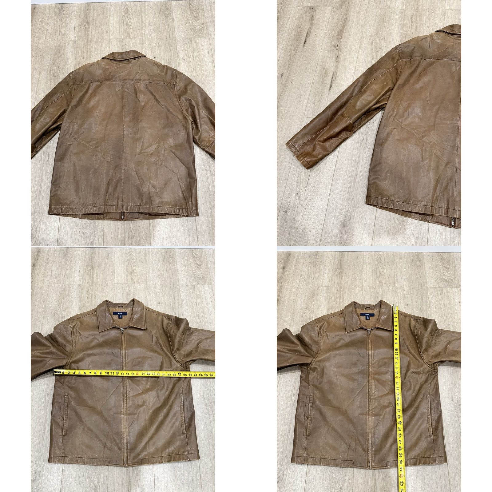 Gap Vintage Y2K GAP Motorcycle Brown Bomber 2XL Regular Leather Jacket Size US XXL / EU 58 / 5 - 9 Thumbnail