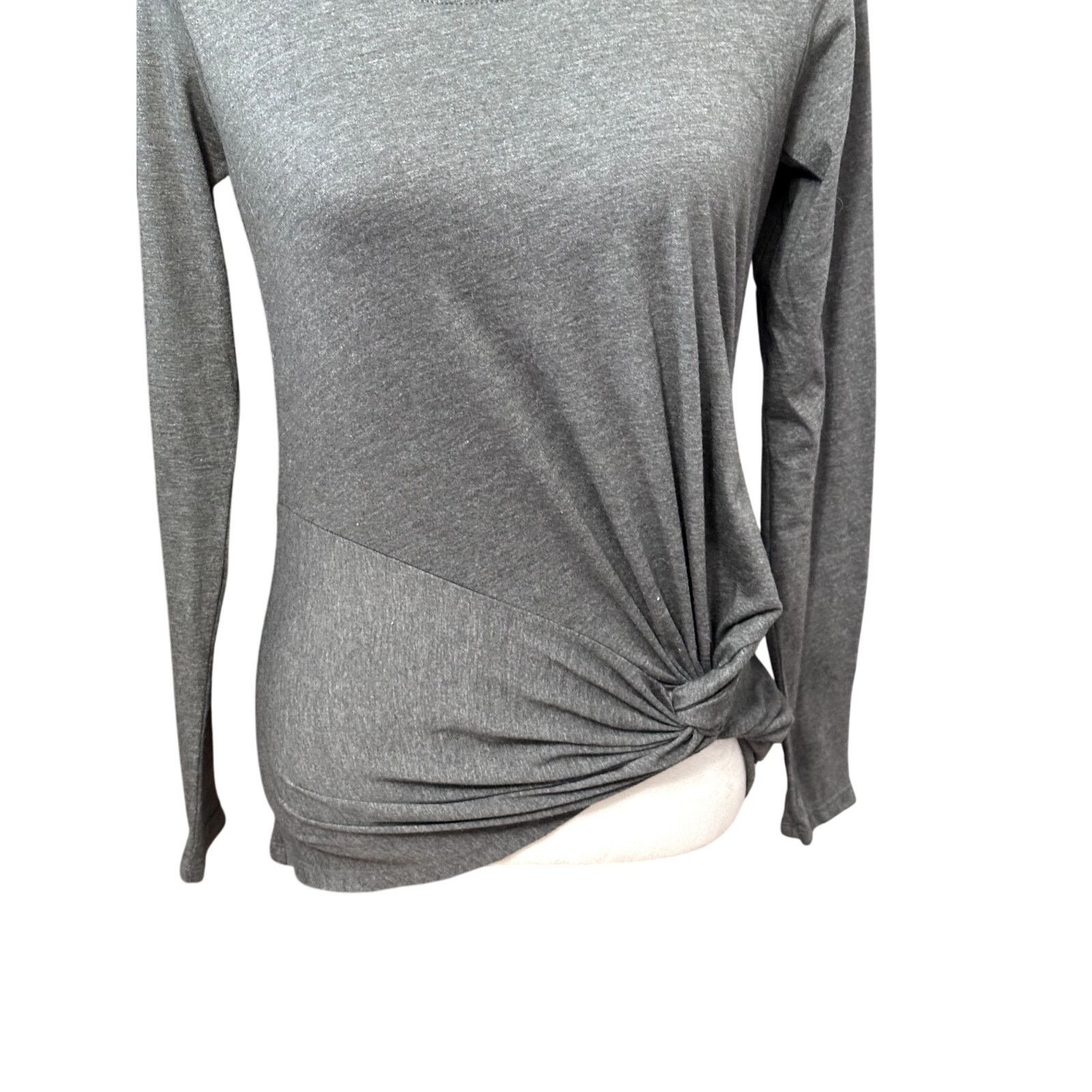 Other Fabletics Pullover Top Twisted Side Long Sleeve Gray XS Size XS / US 0-2 / IT 36-38 - 3 Thumbnail