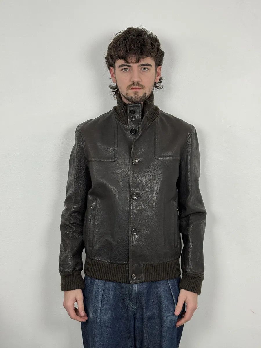Gucci AW2011 Gucci Brown Buttoned Grained Leather Jacket Size US M / EU 48-50 / 2 - 3 Thumbnail