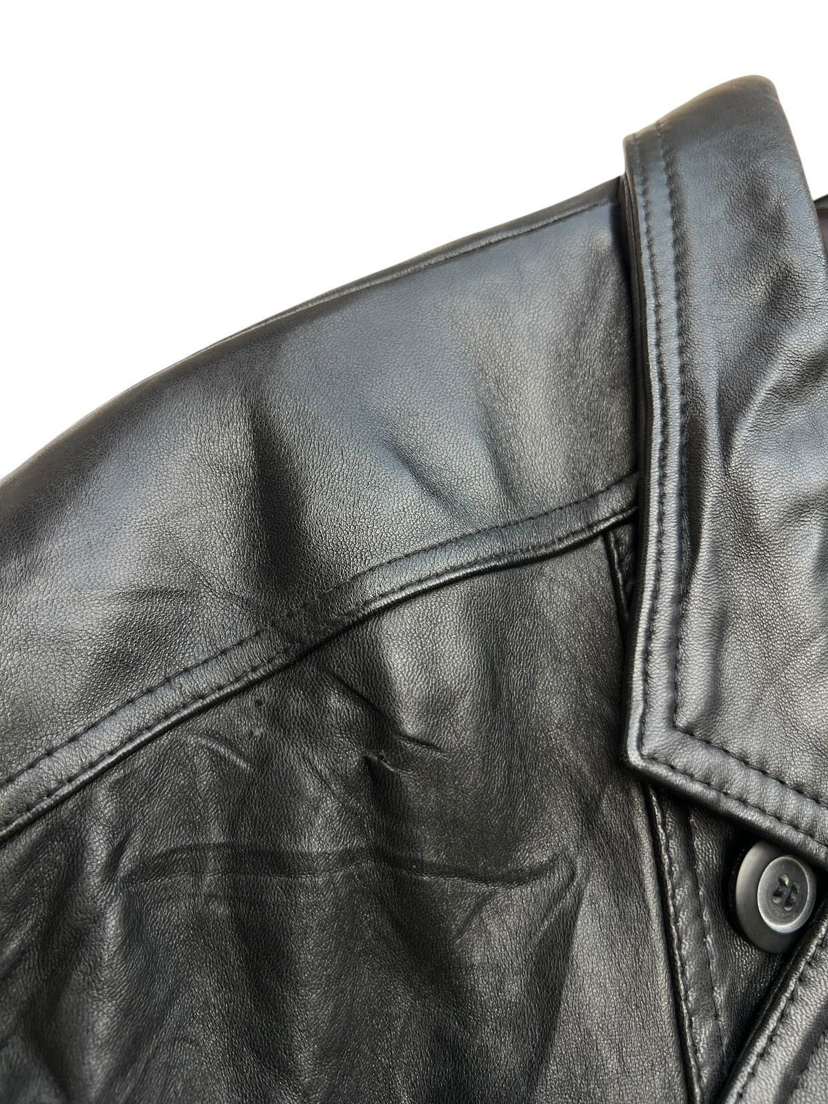 Vintage Vintage 90s Harajuku Mother Coat Black Leather Jacket Size US L / EU 52-54 / 3 - 8 Thumbnail