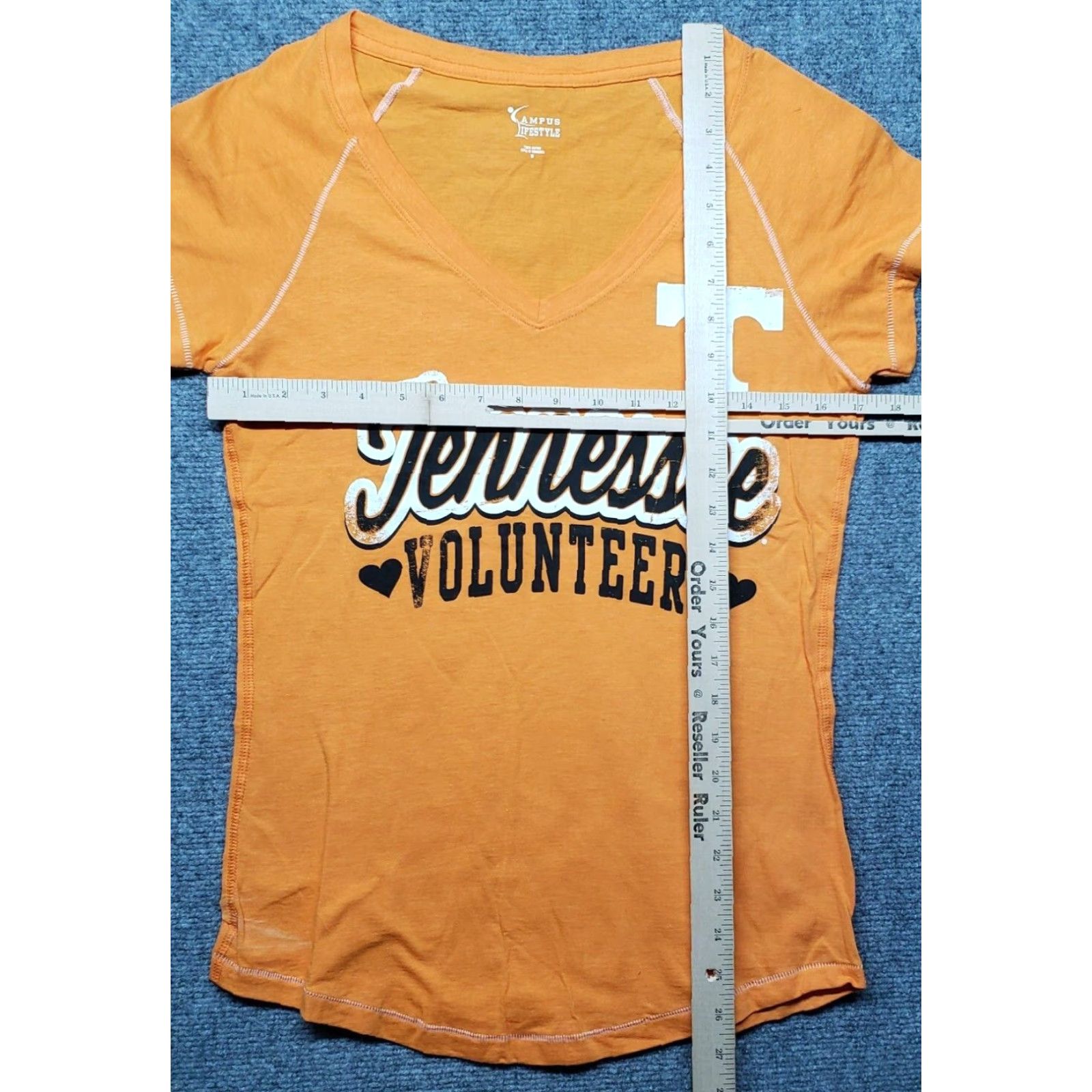 Vintage Campus Lifestyle T-Shirt Womens M Orange Tennessee Volunteers V-Neck Cotton Size M / US 6-8 / IT 42-44 - 5 Thumbnail