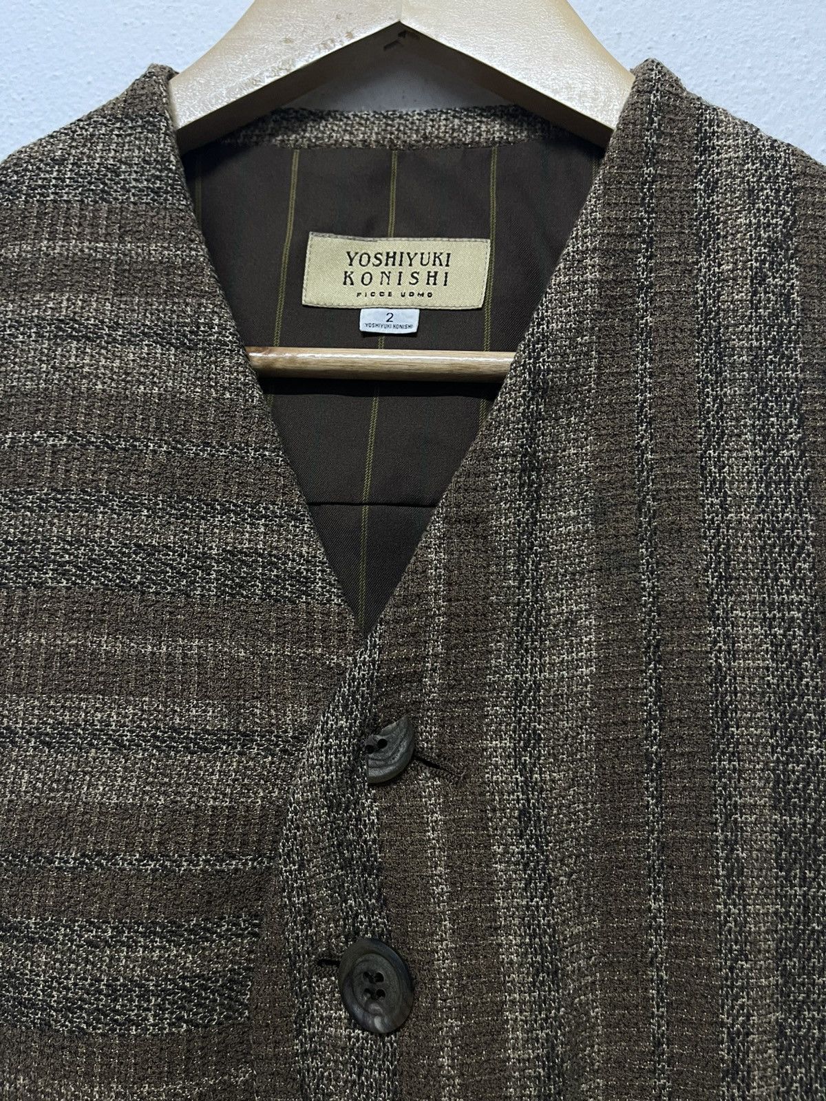 Japanese Brand × Vintage × Yoshiyuki Konishi 90s YOSHIYUKI KONISHI FICCE UOMO WOOL MIX SILK WESTERN VEST Size US M / EU 48-50 / 2 - 5 Thumbnail
