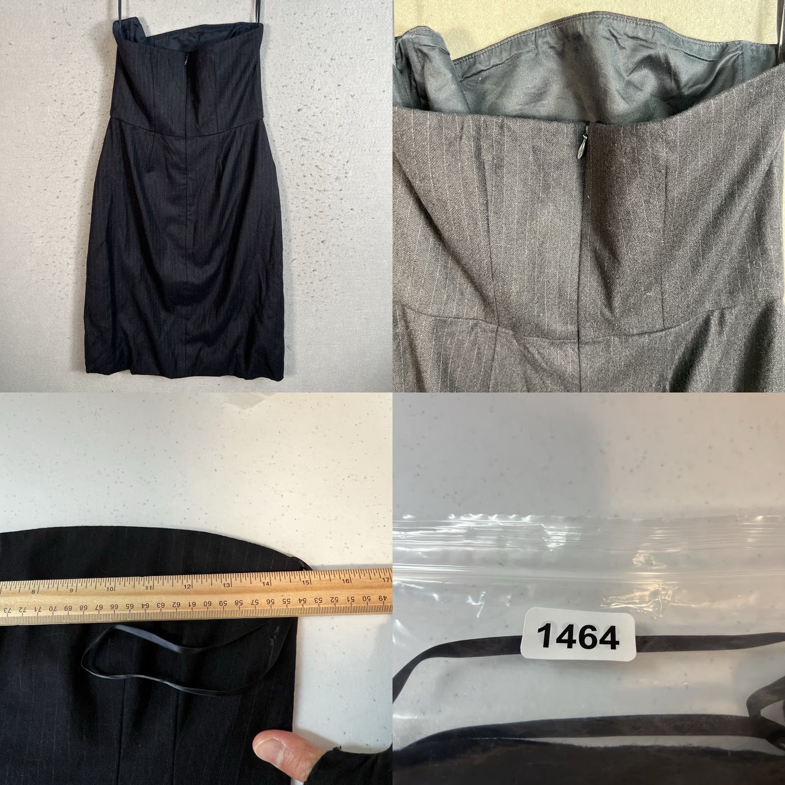 Club Monaco VINTAGE Club Monaco Dress Adult Womens Sz 2 Gray Wool Blend Pin Stripe Strapless Bubble Mini Womens Size XS / US 0-2 / IT 36-38 - 8 Thumbnail