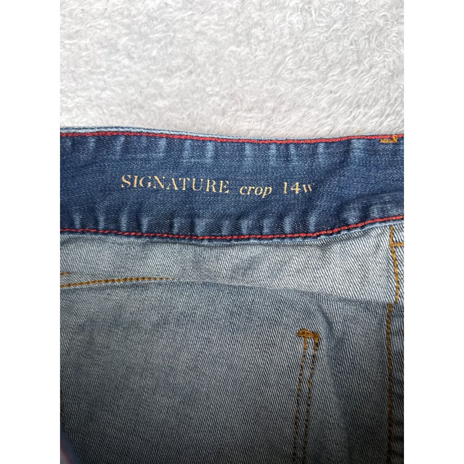 Talbots Talbots Jeans Womens 14W Blue Denim Capri Crop 34x23 Mid 8.5-10.5 in Cotton Blend Button Zip Pockets Logo 5-Pocket Regular 23 in Inseam Size 36" / US 14 / IT 50 - 6 Thumbnail