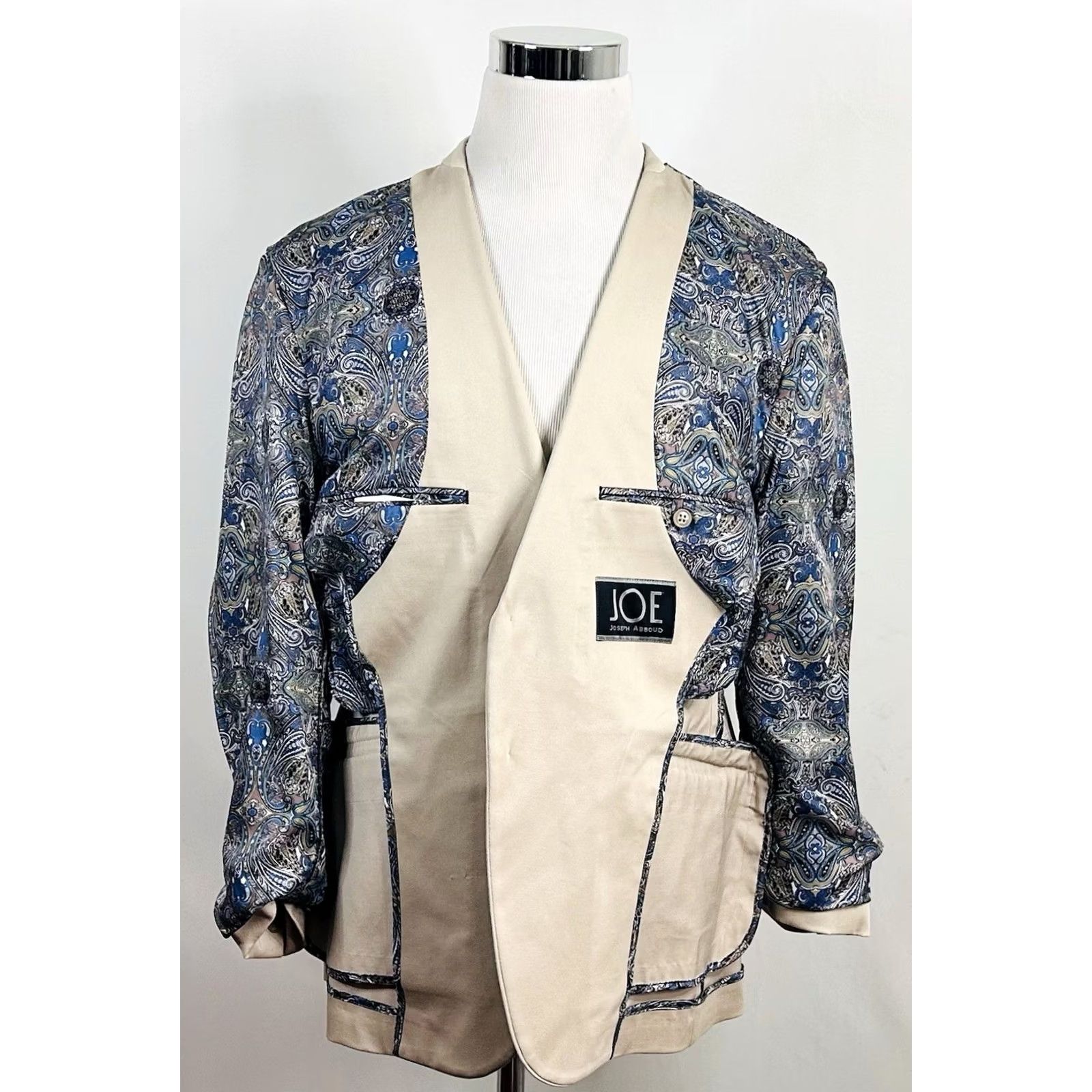 Joseph Abboud Joseph Abboud 44R Suit 38x28 Flat Front Beige Cotton Blend Two Button Summer Mens Suit Two-Piece Regular Fit Women? Size 44R - 7 Thumbnail