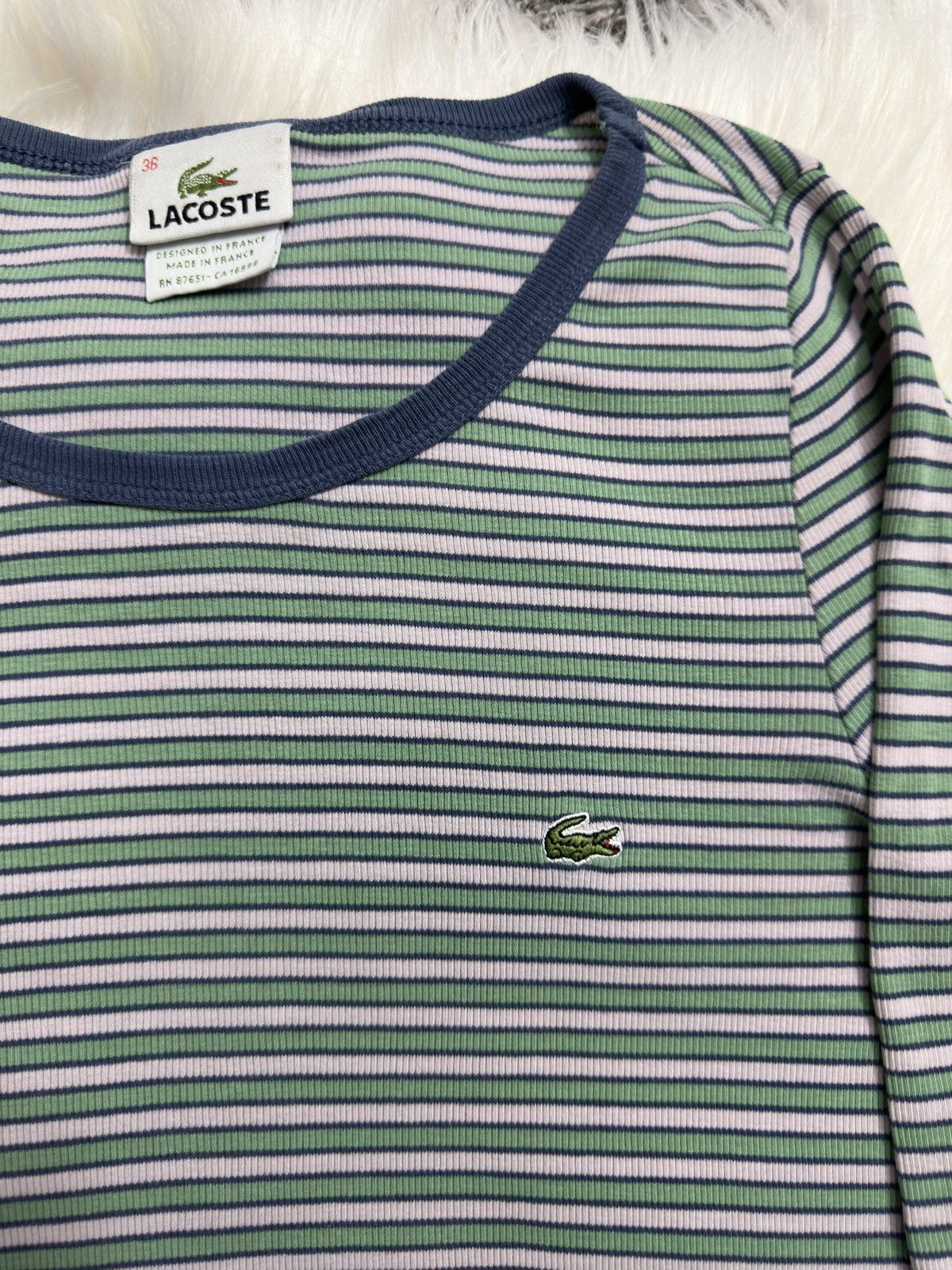 Designer Vintage Lacoste T-shirts Stripe Style Embroidery Logo Size S / US 4 / IT 40 - 4 Thumbnail