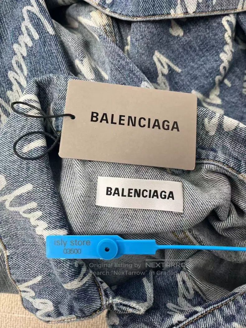 Balenciaga Balenciaga Letter Logo Full Print Collar Denim Jacket Size XS / US 0-2 / IT 36-38 - 4 Thumbnail