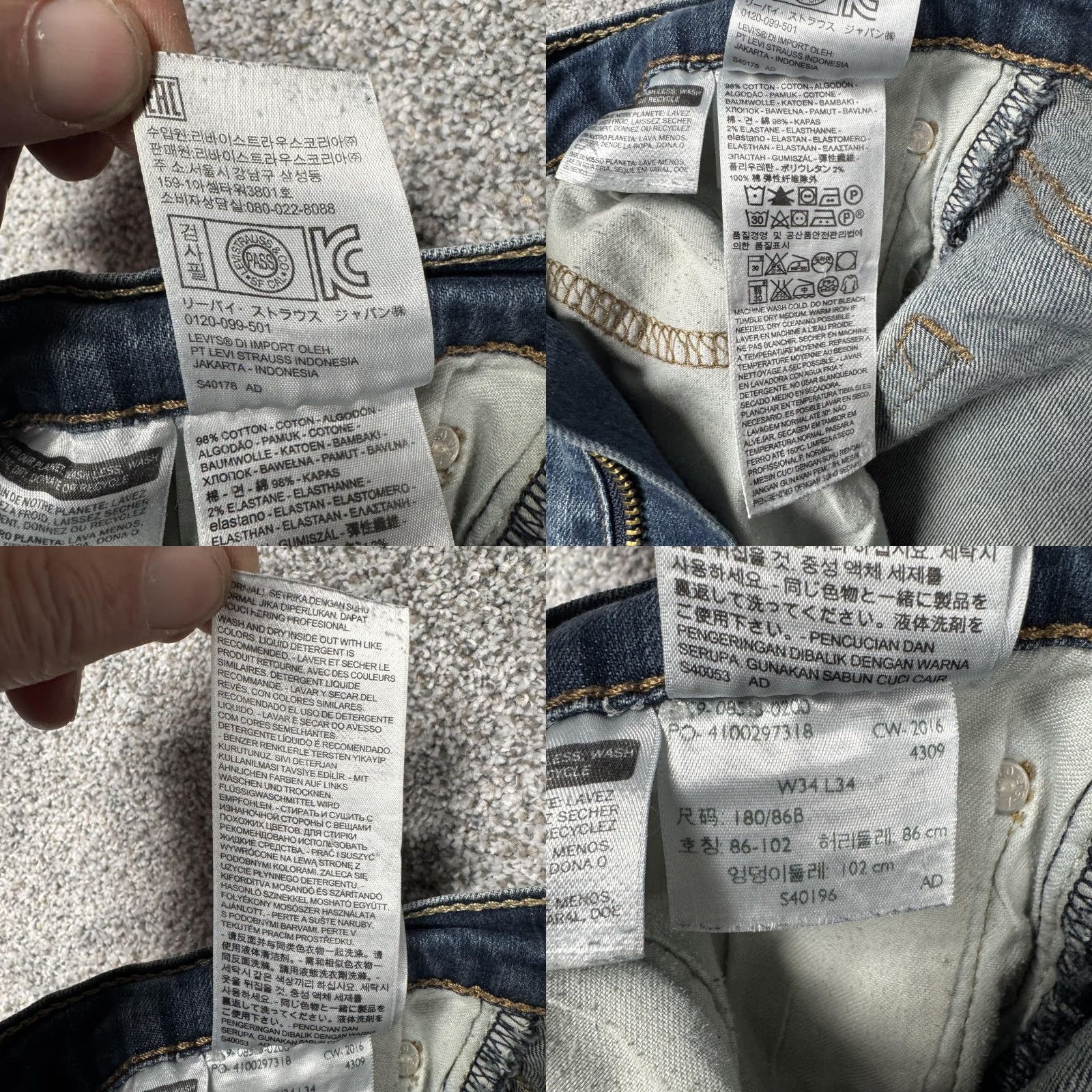 Levi's Levi's Jeans Mens 34x34 Blue Slim Straight Fit Stretch Denim Zip Fly Classic Straight Leg Size US 34 / EU 50 - 9 Thumbnail