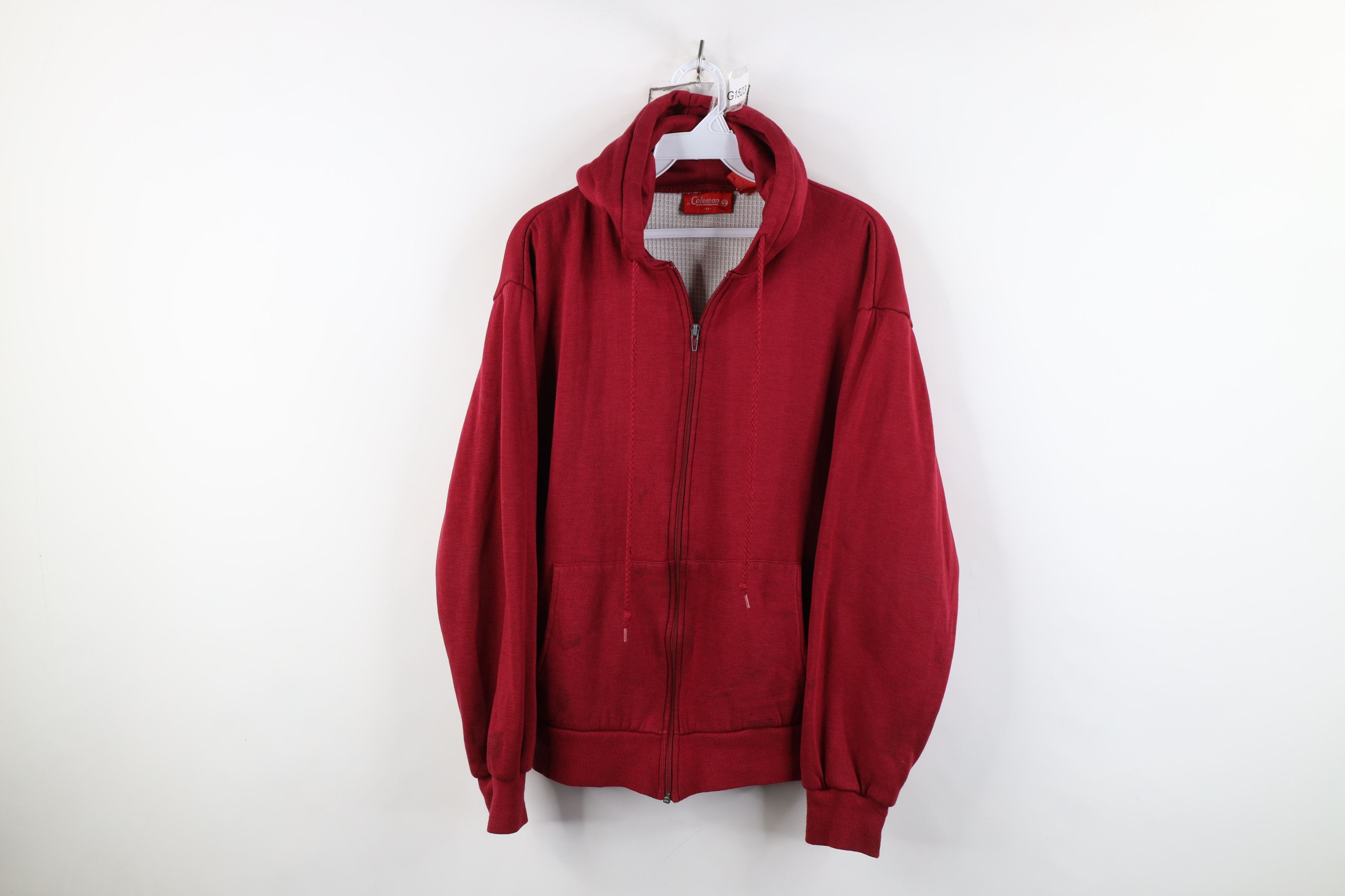 Vintage Vintage 90s Streetwear Waffle Knit Lined Hoodie Sweatshirt Size US M / EU 48-50 / 2 - 1 Thumbnail