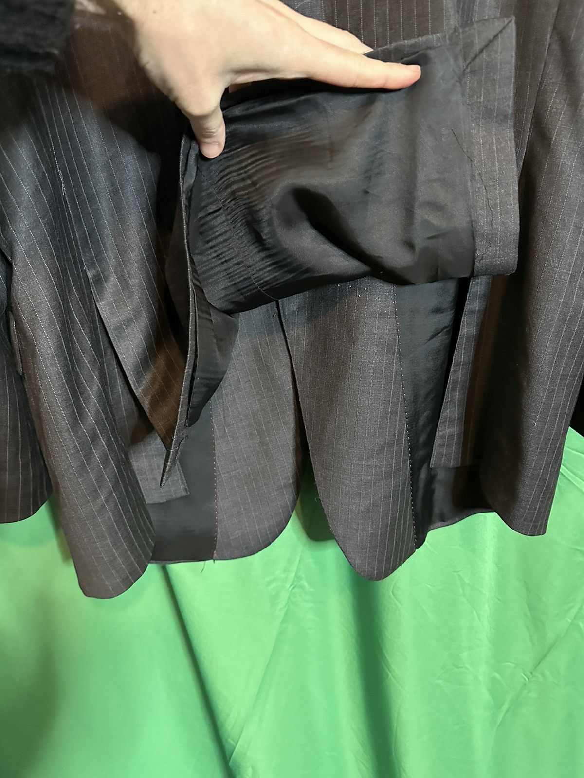 Samuelsohn $1200 Super 130s wool pinstriped blazer jacket Size 48R - 7 Thumbnail