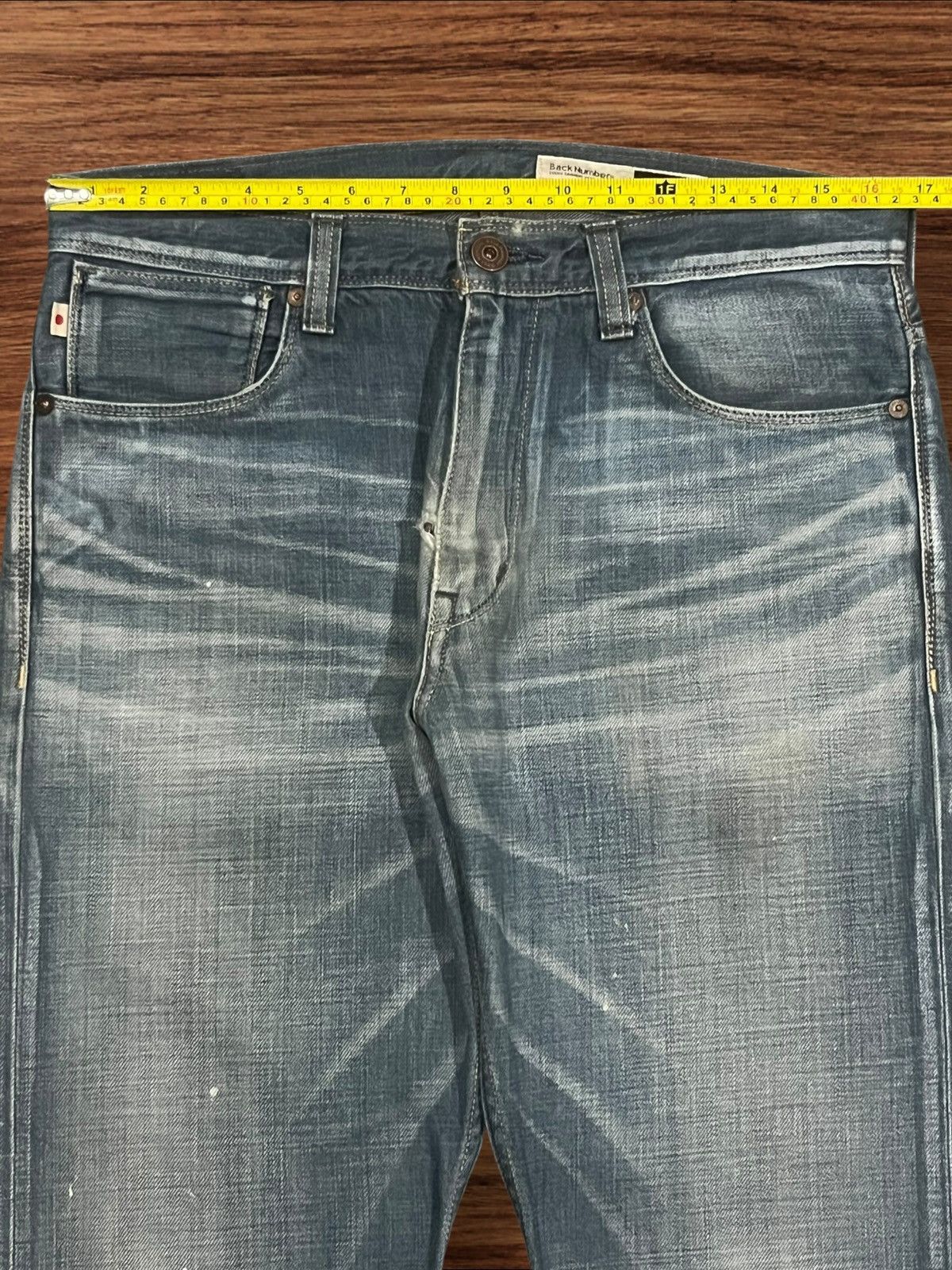 Japanese Brand × Tornado Mart Vintage Japanese Back Number Buckle Back Blue Faded Jeans Size US 33 - 13 Thumbnail