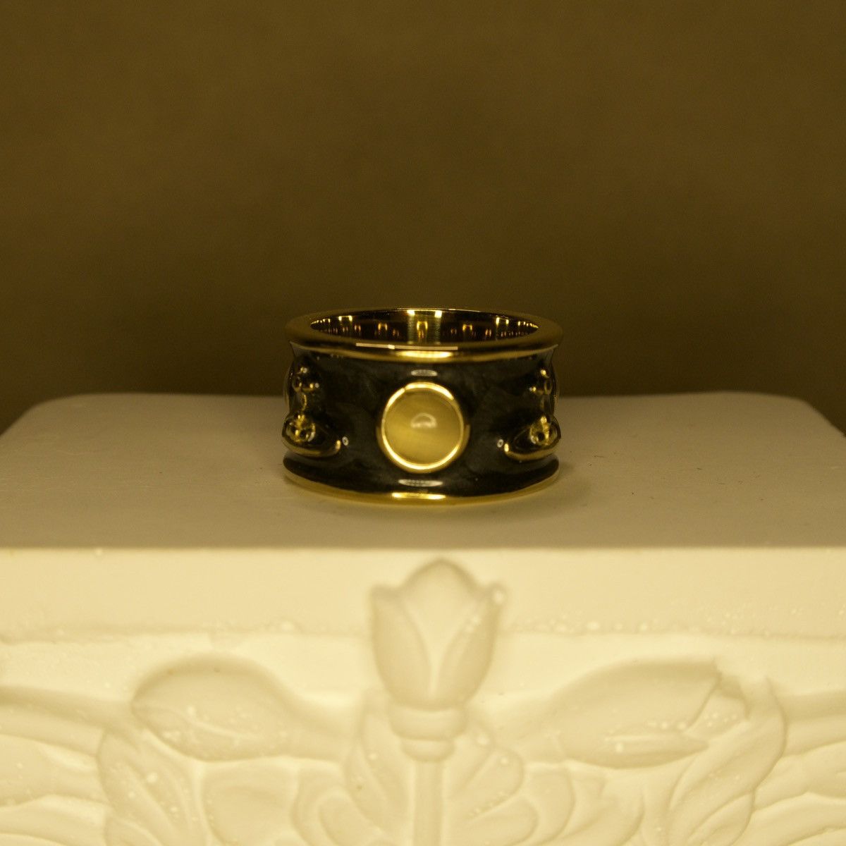Other cream+ Titanium Steel Wide Band Saturn Ring (Unisex) Size ONE SIZE - 1 Thumbnail