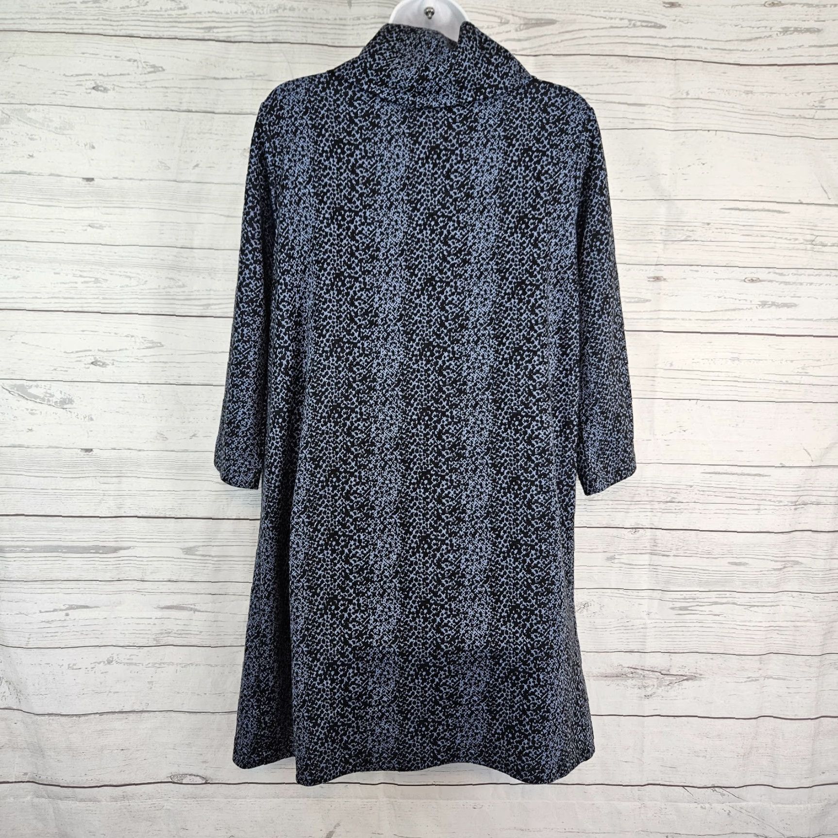 Vintage Tyler Boe Womens Dress Cowl Neck 3/4 Sleeve Sz Medium Blue Black Size M / US 6-8 / IT 42-44 - 3 Thumbnail