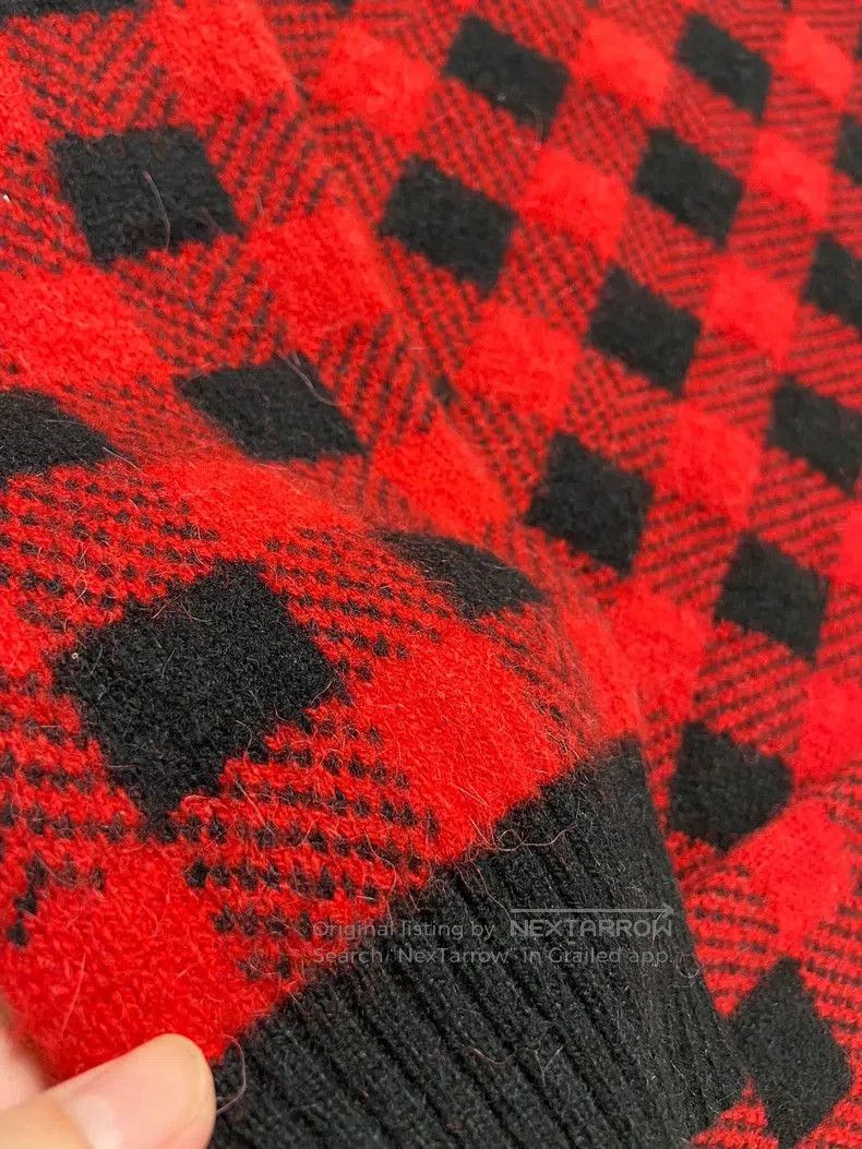 Saint Laurent Paris Saint Laurent Paris Red Black Check Sweater. Size US XL / EU 56 / 4 - 6 Thumbnail