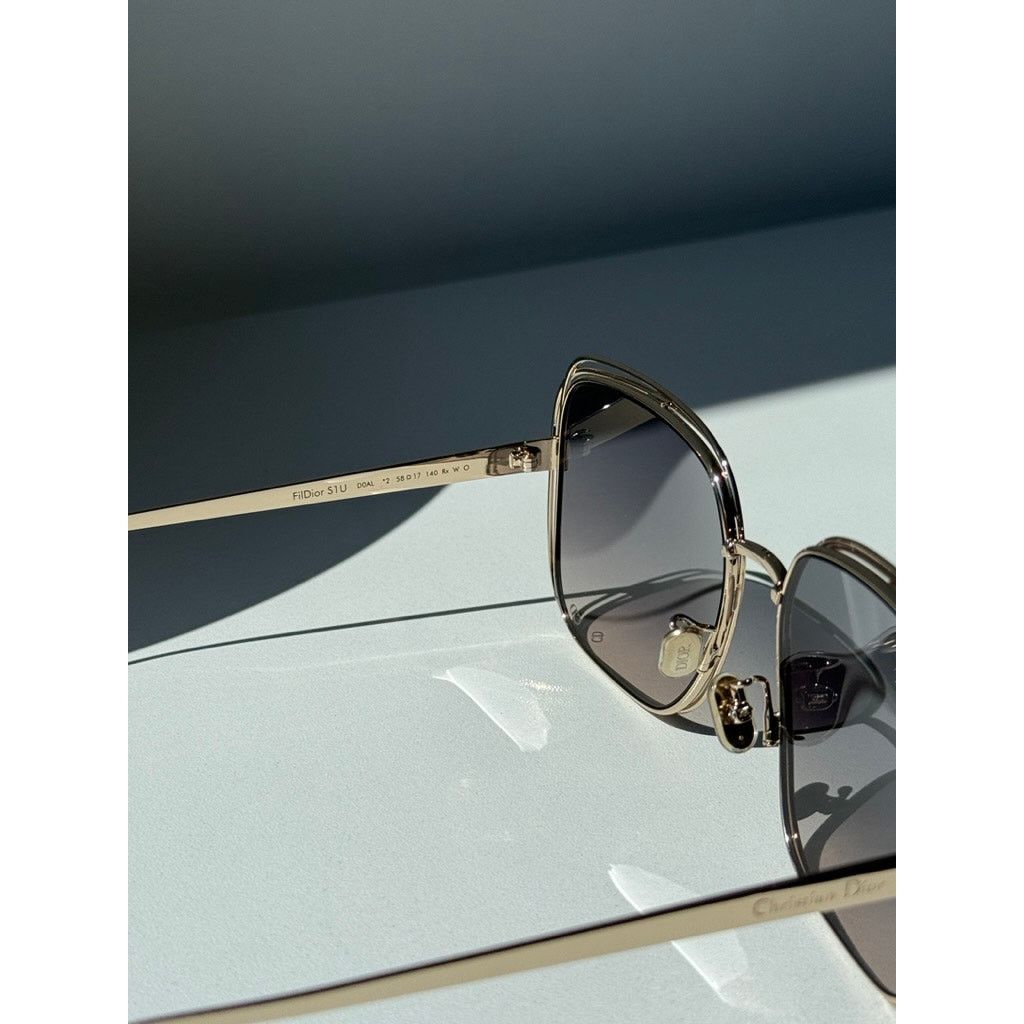 Dior NEW Dior FilDior S1U Square Sunglasses in Gold Grey Size ONE SIZE - 7 Thumbnail