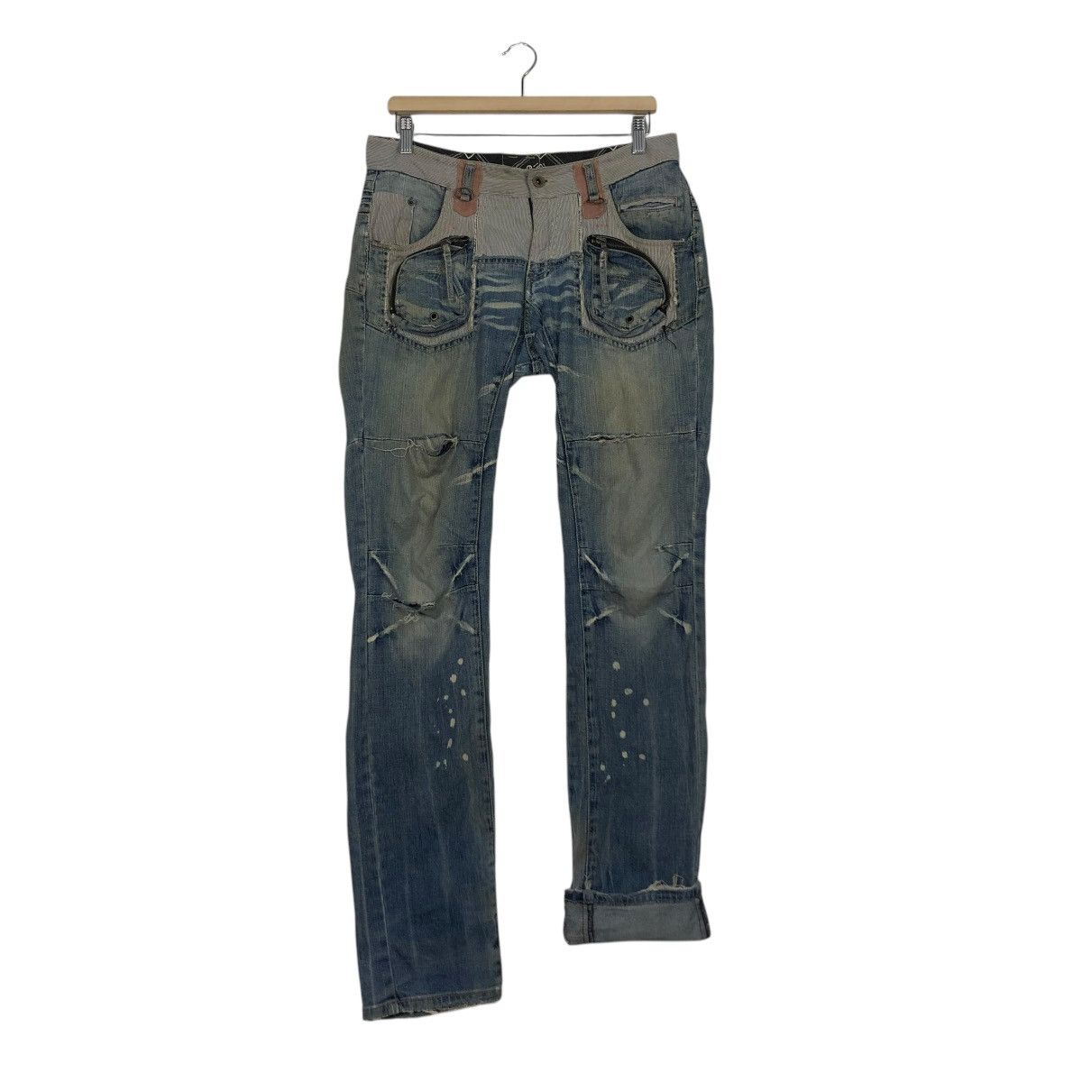 PPFM 🔥VINTAGE SKINNY DENIM JEANS PPFM BONDAGE PUNK DESIGN Size US 32 / EU 48 - 15 Thumbnail