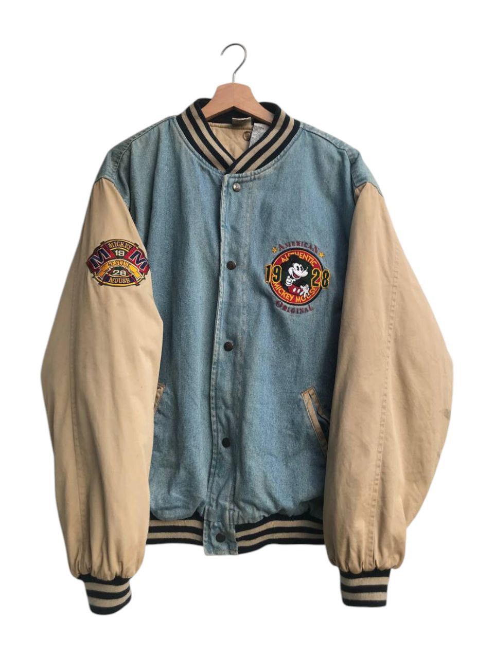 Disney Rare🔥Vintage 90s Mickey Mouse Varsity Denim Jacket Oversize Size US L / EU 52-54 / 3 - 3 Thumbnail