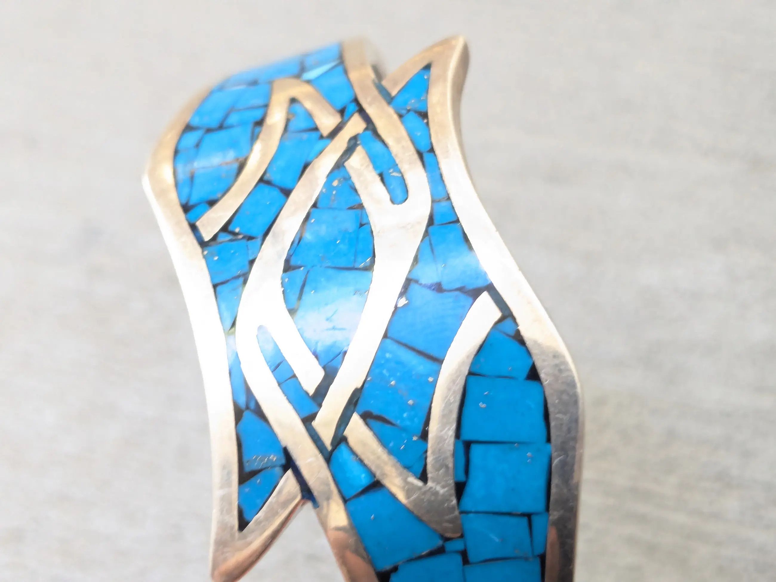 Jewelry × Vintage Vintage Sterling Silver Bracelet Turquoise Cuff Mexico 5.25" Size ONE SIZE - 6 Thumbnail