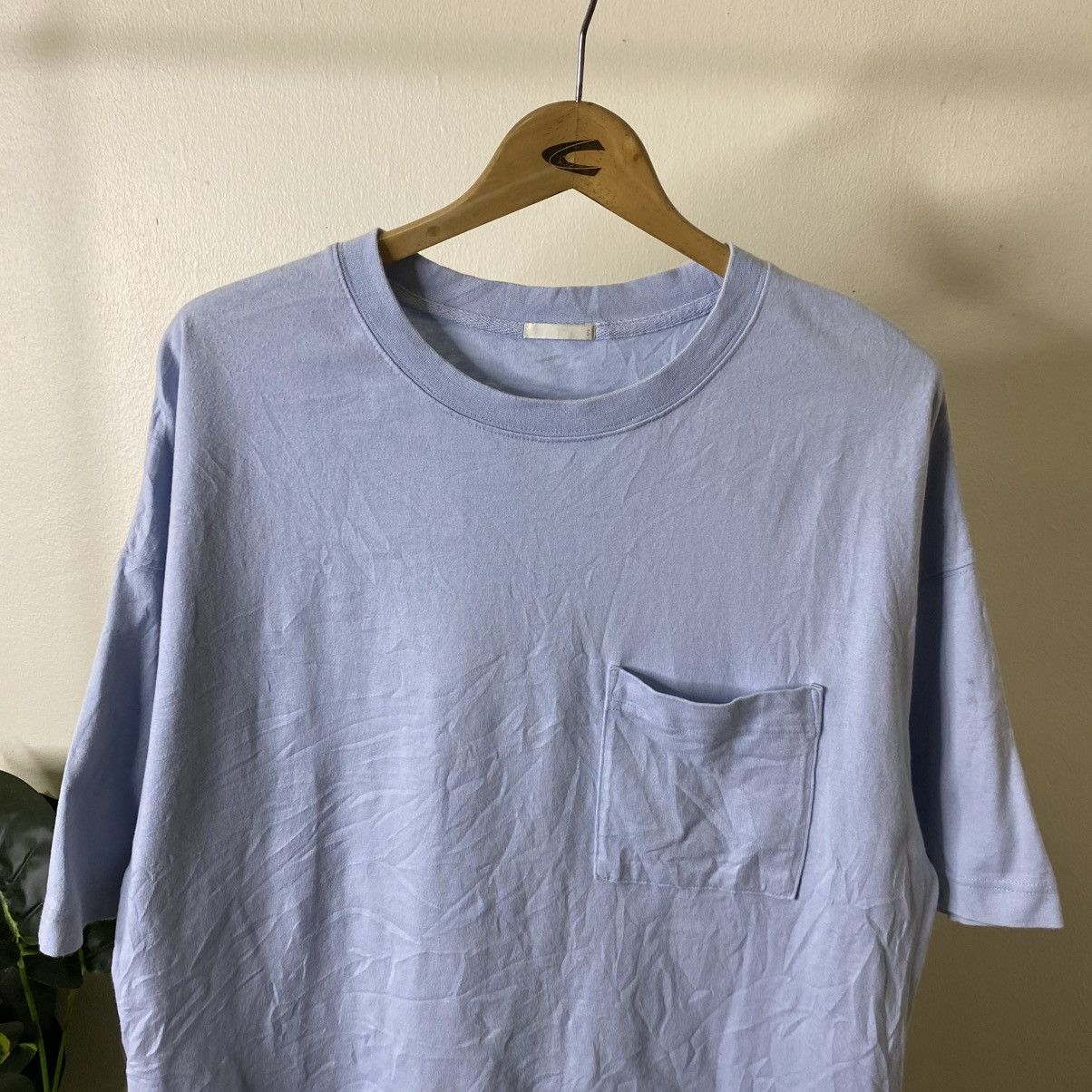 GU GU Single Pocket Baby Blue Blank Oversized T Shirt Size US XL / EU 56 / 4 - 2 Thumbnail