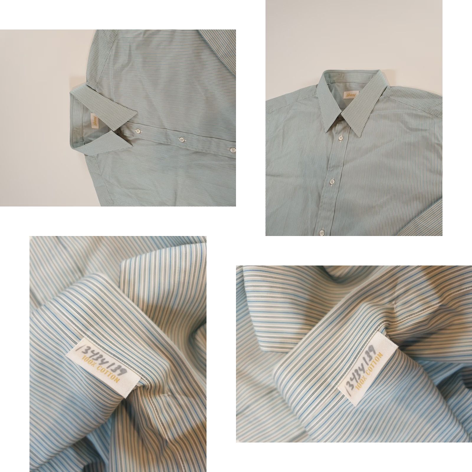 Brioni Brioni Shirt Mens 2XL Striped Button Up Dress Shirt Italy Made In Italy Blue Size 48R - 10 Thumbnail