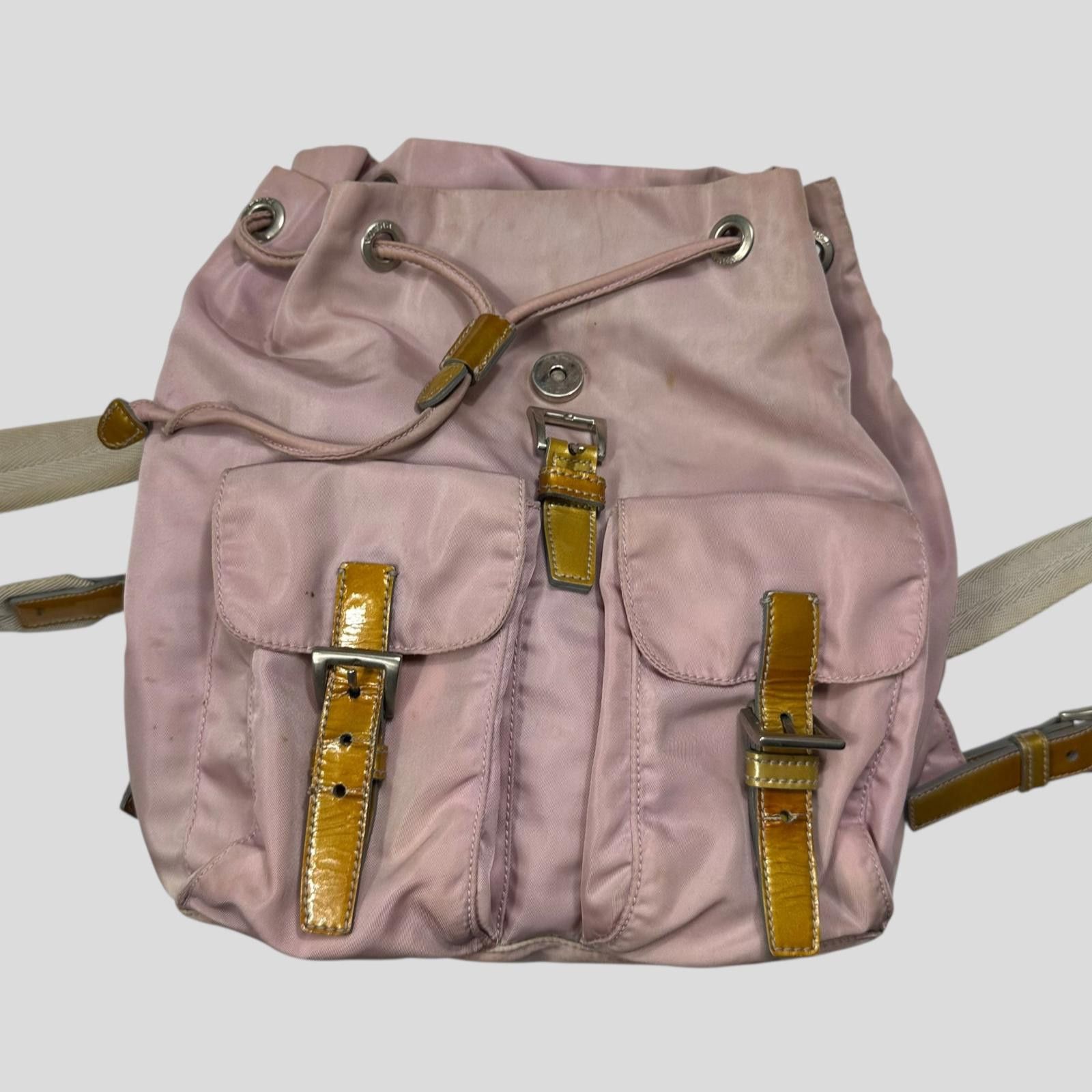 Prada Prada Milano 00’s Triangle Plaque Logo Nylon Pink Backpack Size ONE SIZE - 5 Thumbnail